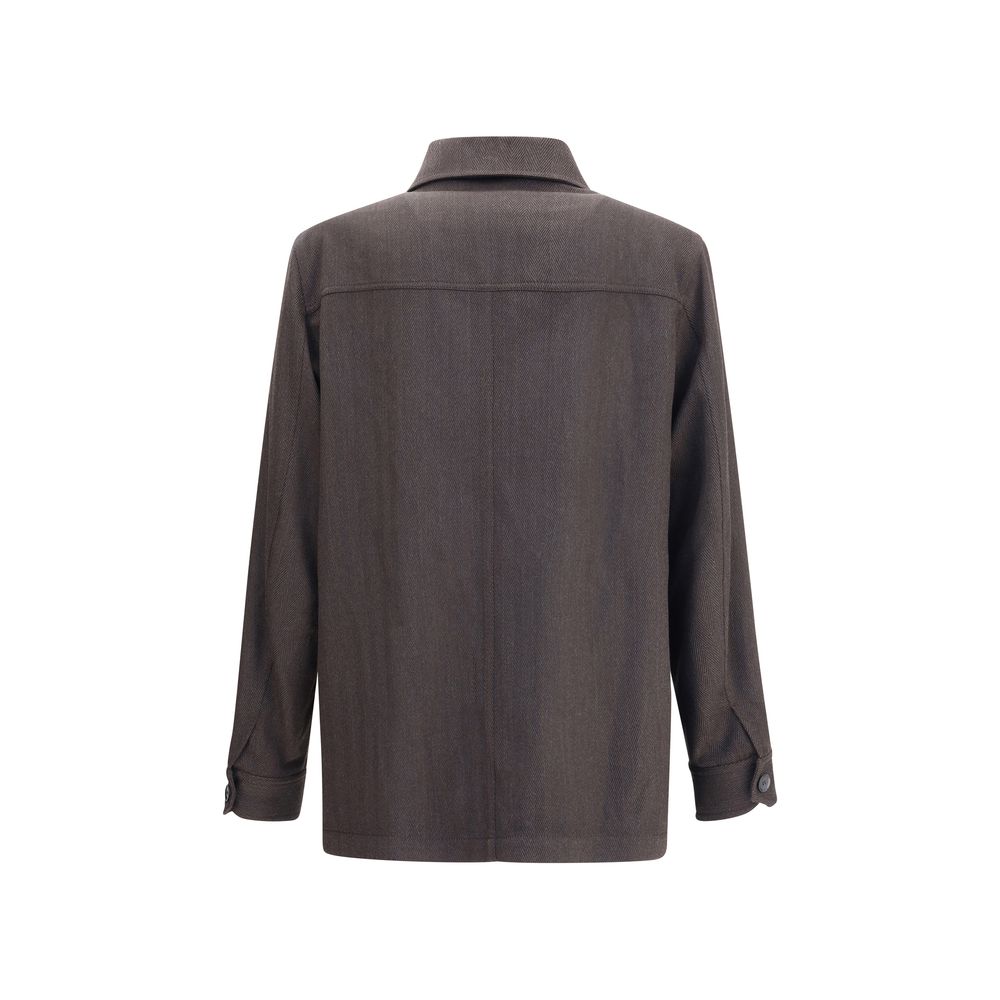 Brioni Brown Wool Coat - Image 2