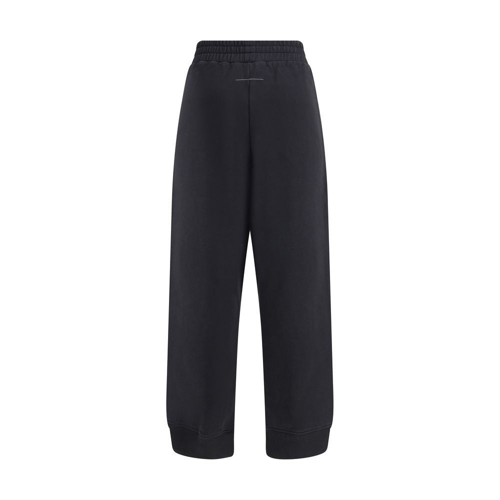 MM6 Black Cotton Joggers (Workout Pants) - Image 2