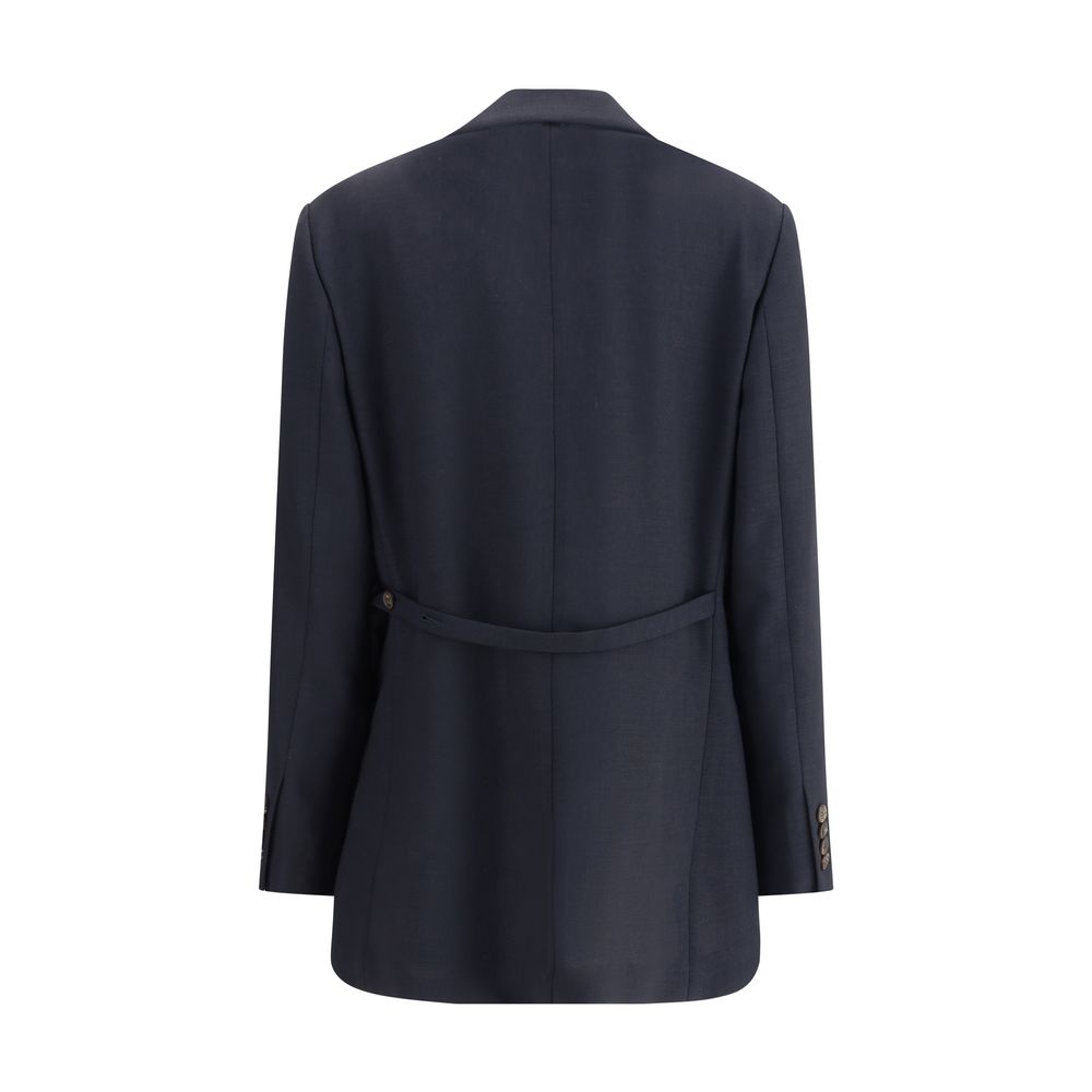 Brunello Cucinelli Blue Fleece Wool Blazer - Image 2