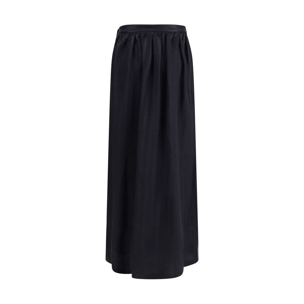 Kristina Ti Black Fleece Wool Long Skirt - Image 2