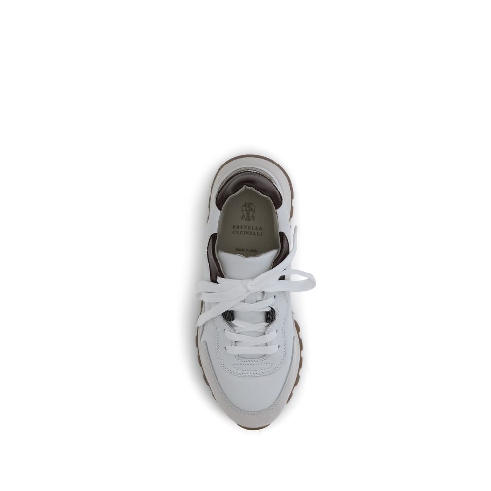 Brunello Cucinelli White Leather Athletic Sneakers - Image 4