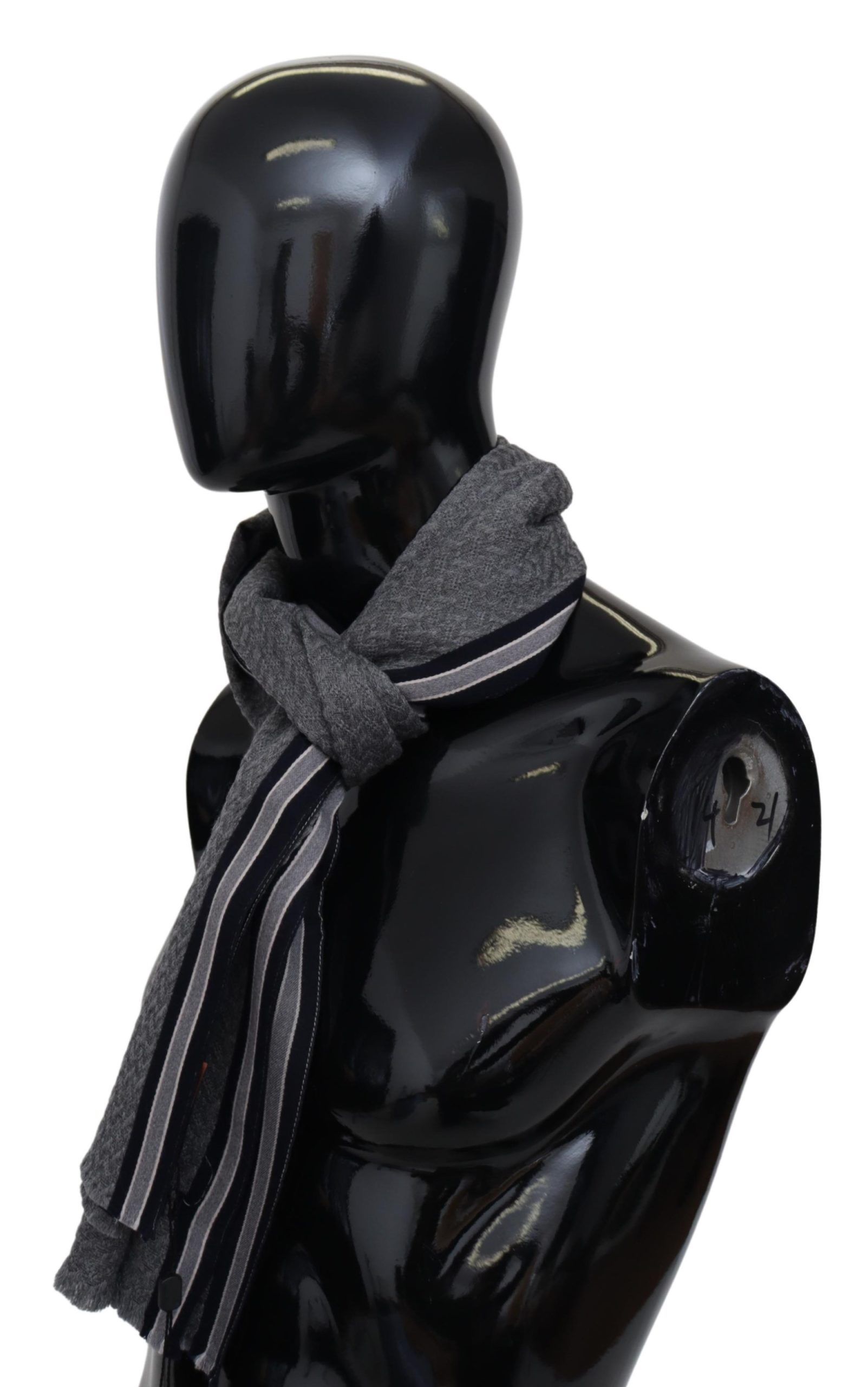 Missoni Gray Stripes Pattern 100% Wool Unisex Neck Wrap Scarf - Image 2