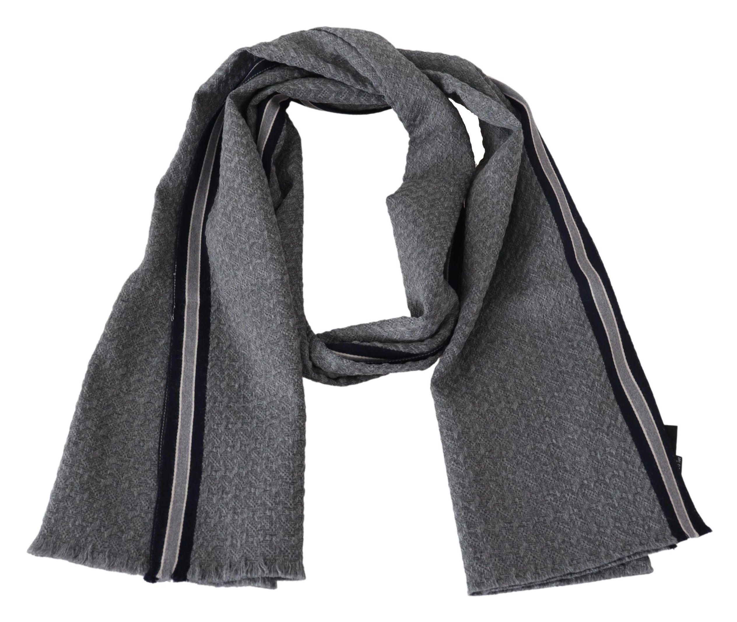 Missoni Gray Stripes Pattern 100% Wool Unisex Neck Wrap Scarf - Image 3