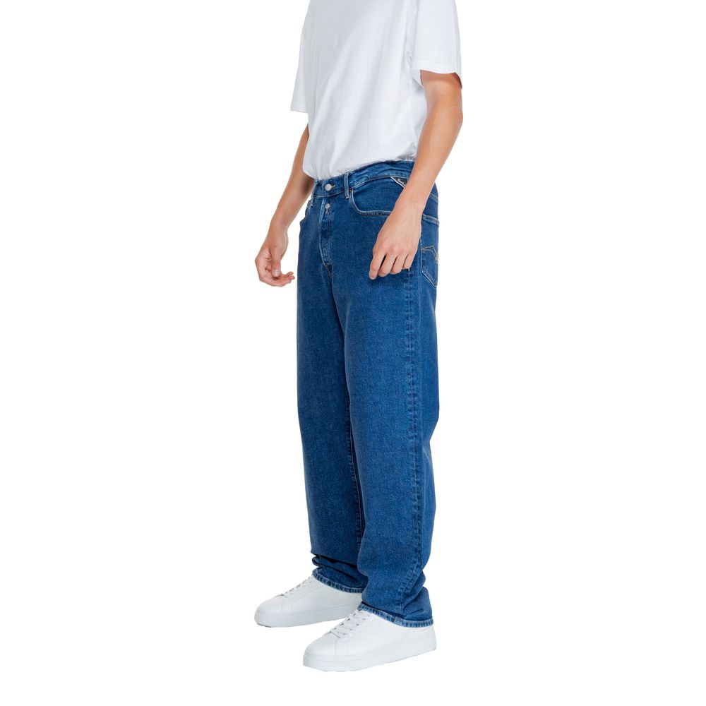 Replay Blue Cotton Relaxed Fit Jeans - Image 3
