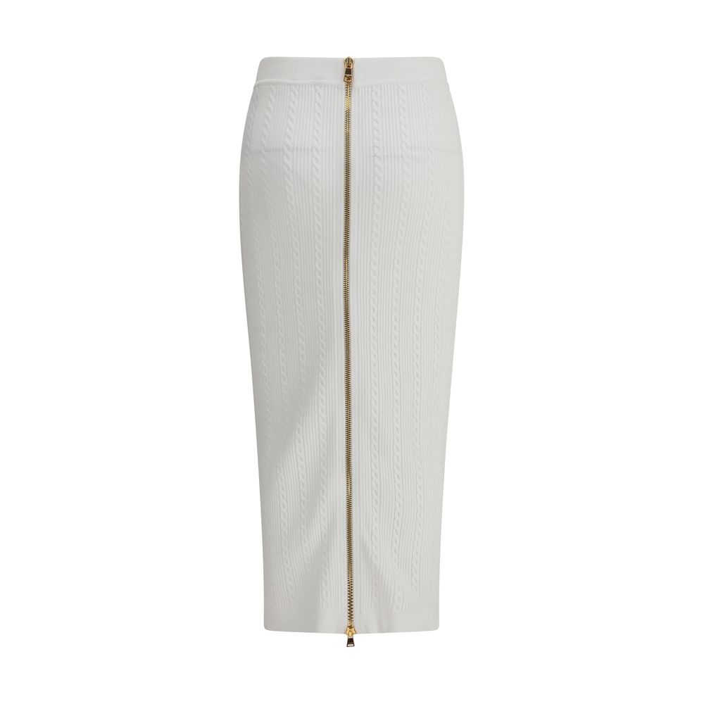 Balmain White Viscose Midi Skirt - Image 2