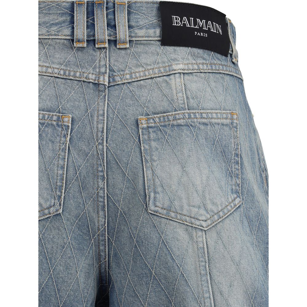 Balmain Light Blue Cotton Bermuda Shorts - Image 4