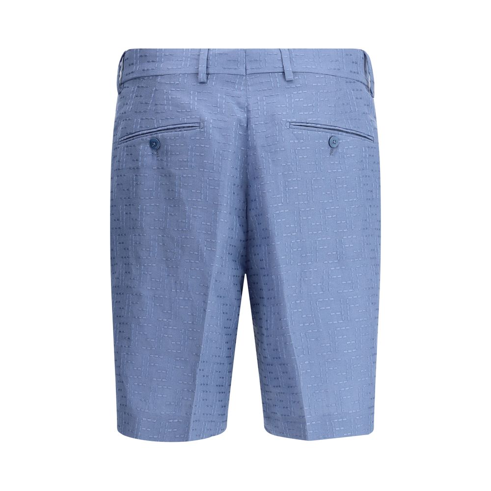 Fendi Light Blue Linen Bermuda Shorts - Image 2