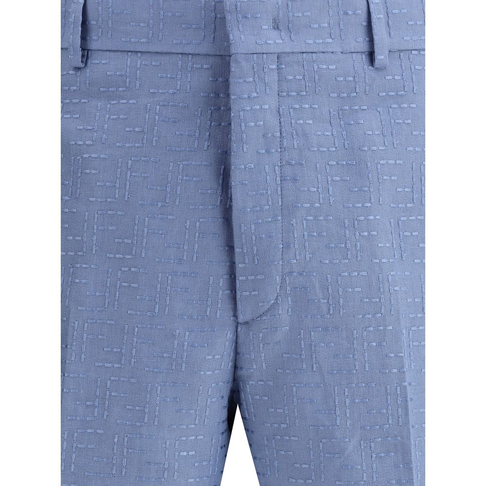Fendi Light Blue Linen Bermuda Shorts - Image 3