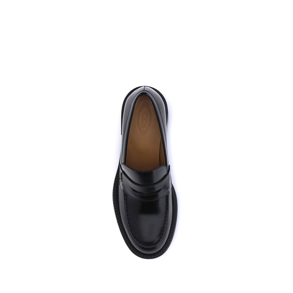 Tod's Black Calf Leather Bos Taurus Platform Loafers - Image 4