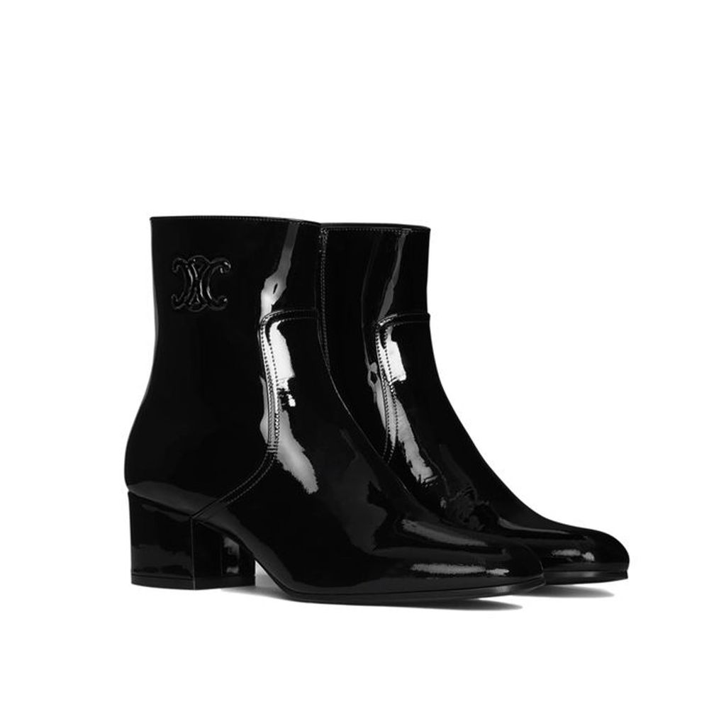 Celine Triomphe Zipped Leather Boots - Image 2