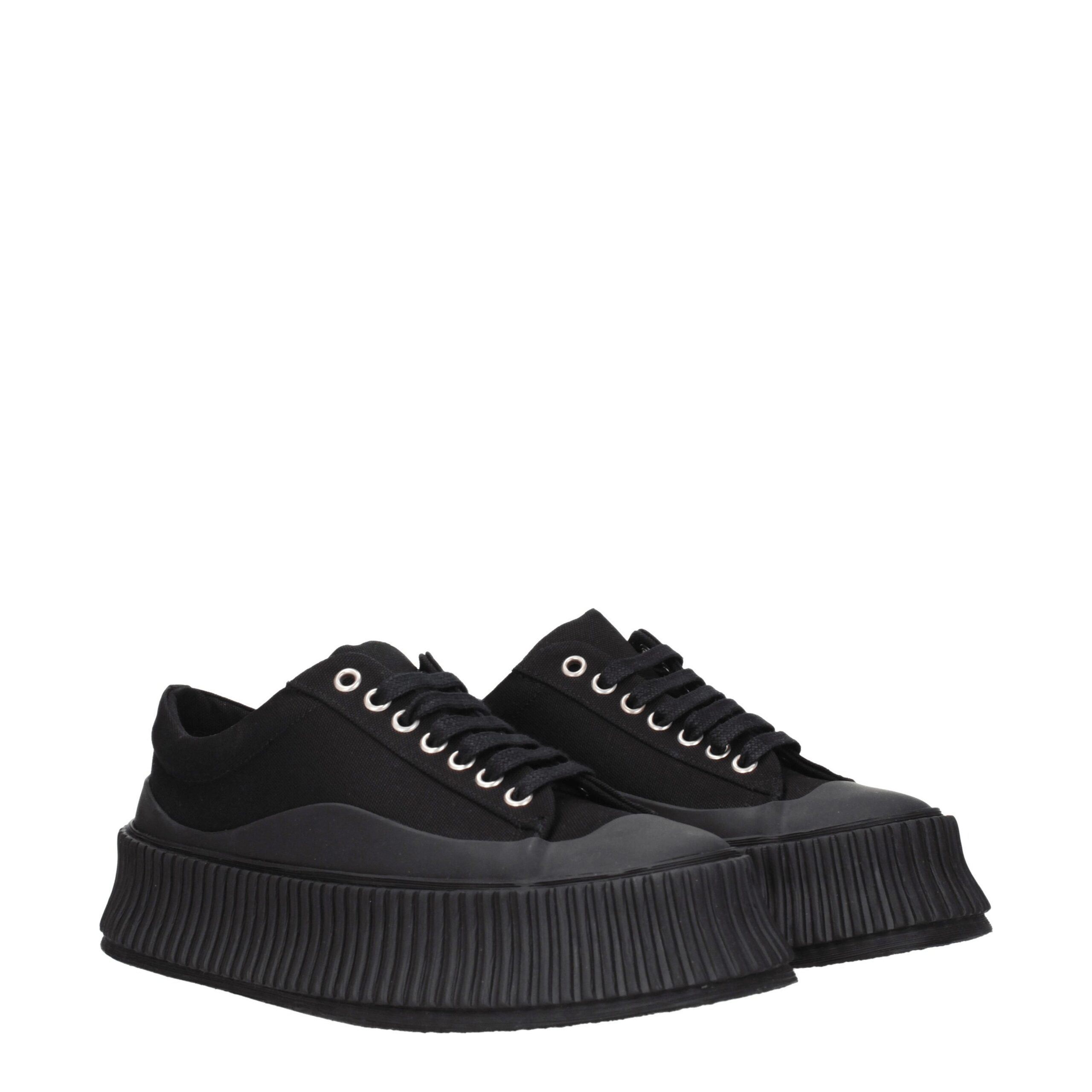 Jil Sander Black Fabric Chunky Sneakers - Image 2