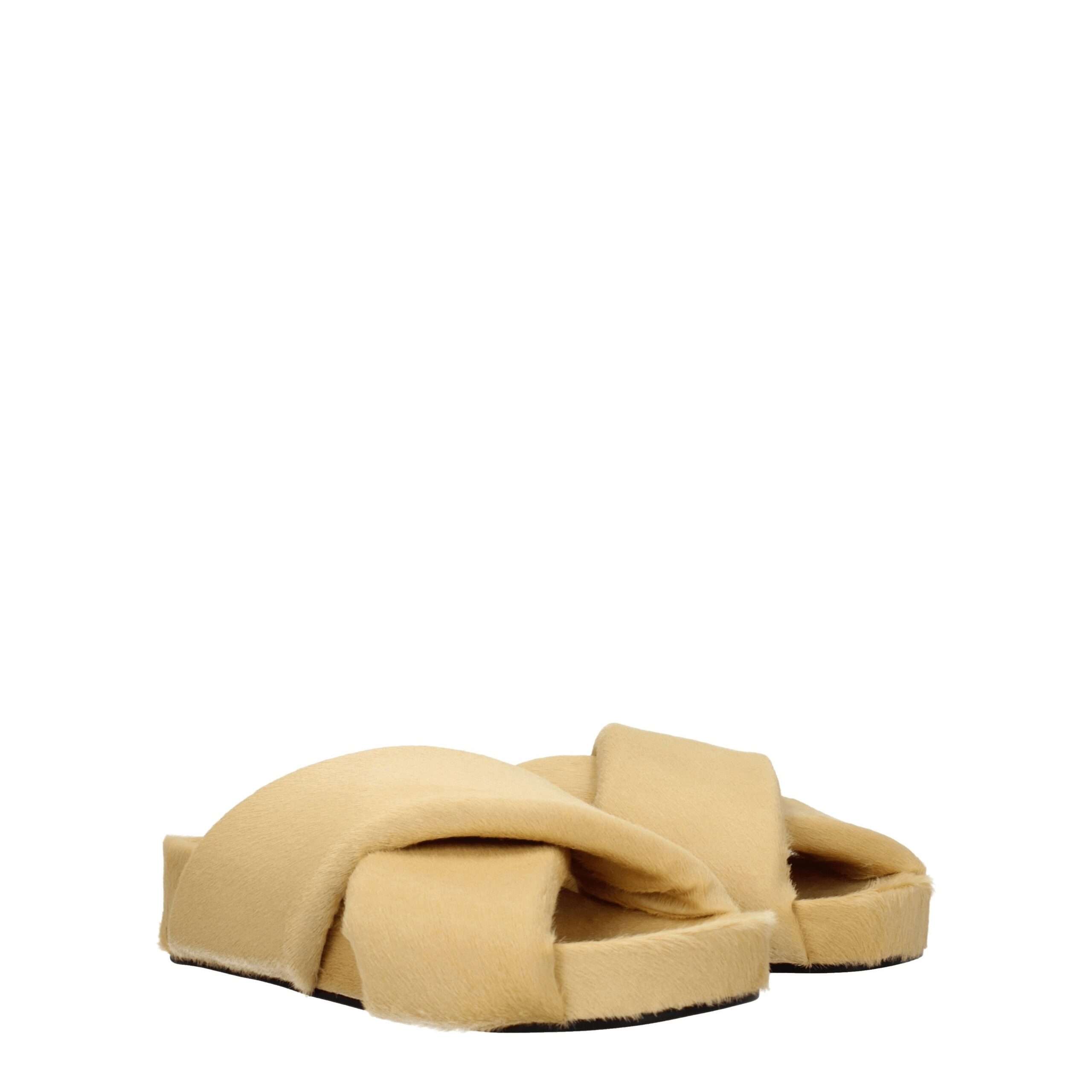 Jil Sander Beige Horsehair Slippers Sandals - Image 2