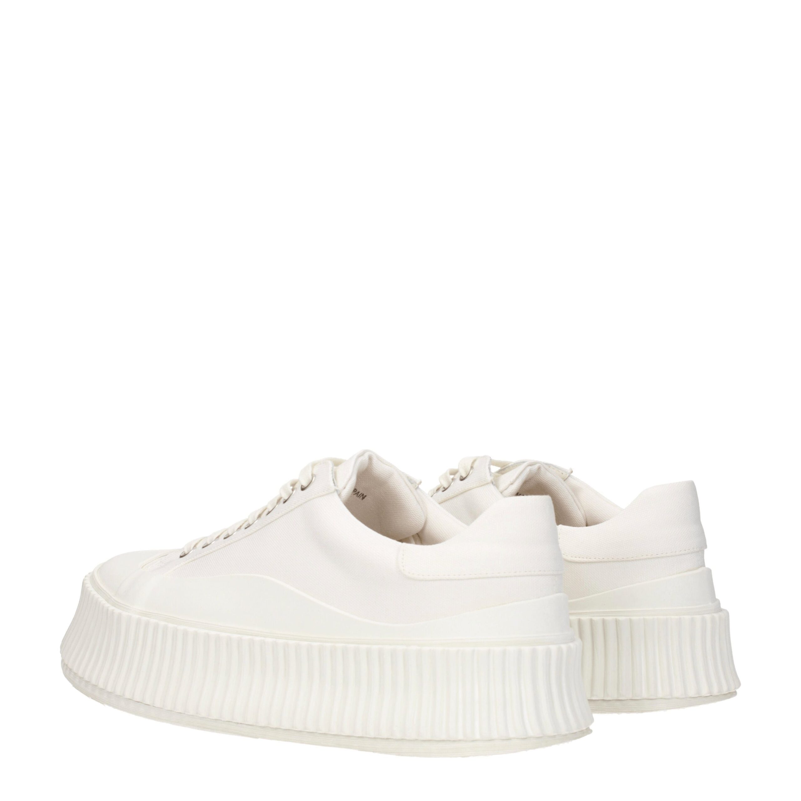 Jil Sander White Fabric Platform Sneakers - Image 4