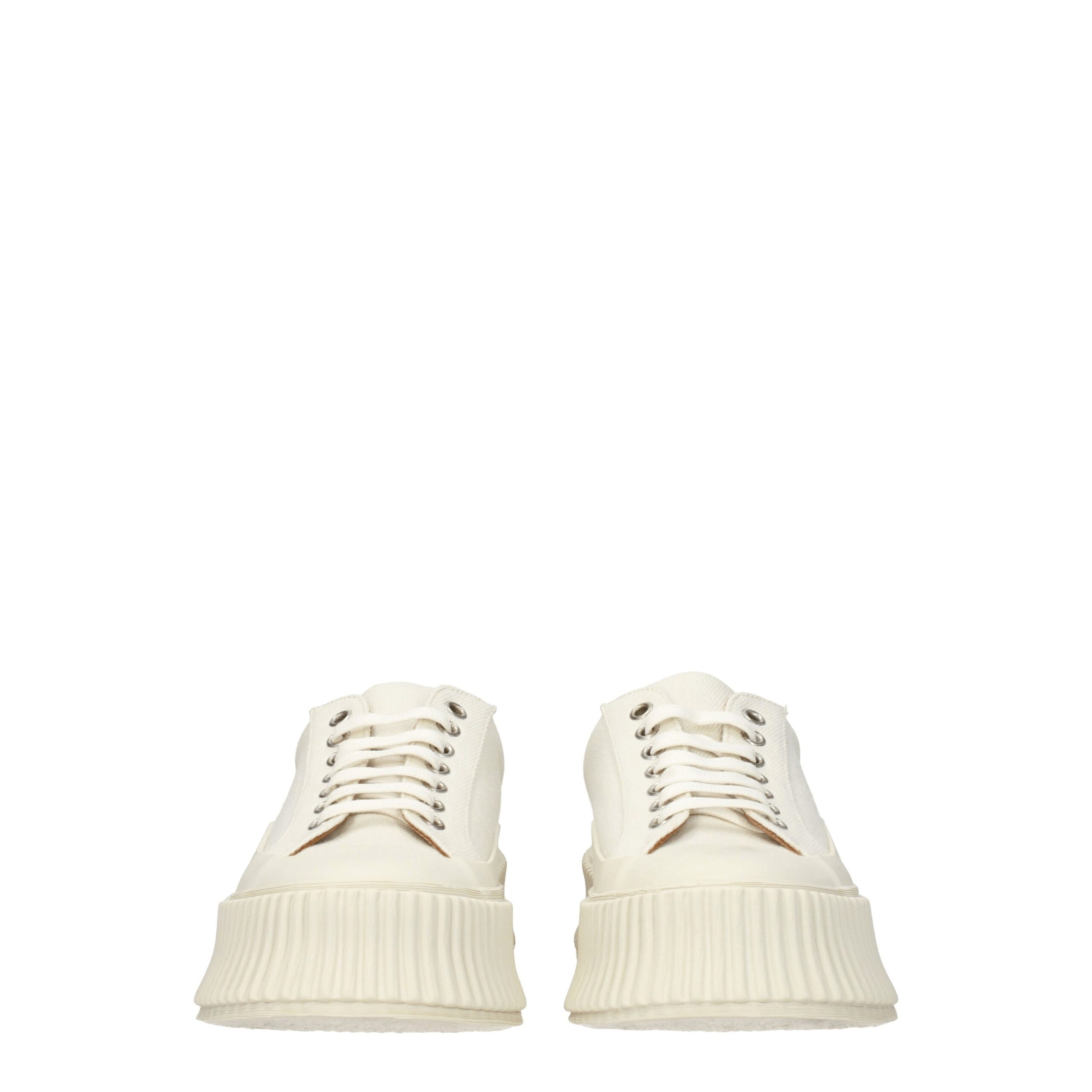 Jil Sander White Fabric Platform Sneakers - Image 3