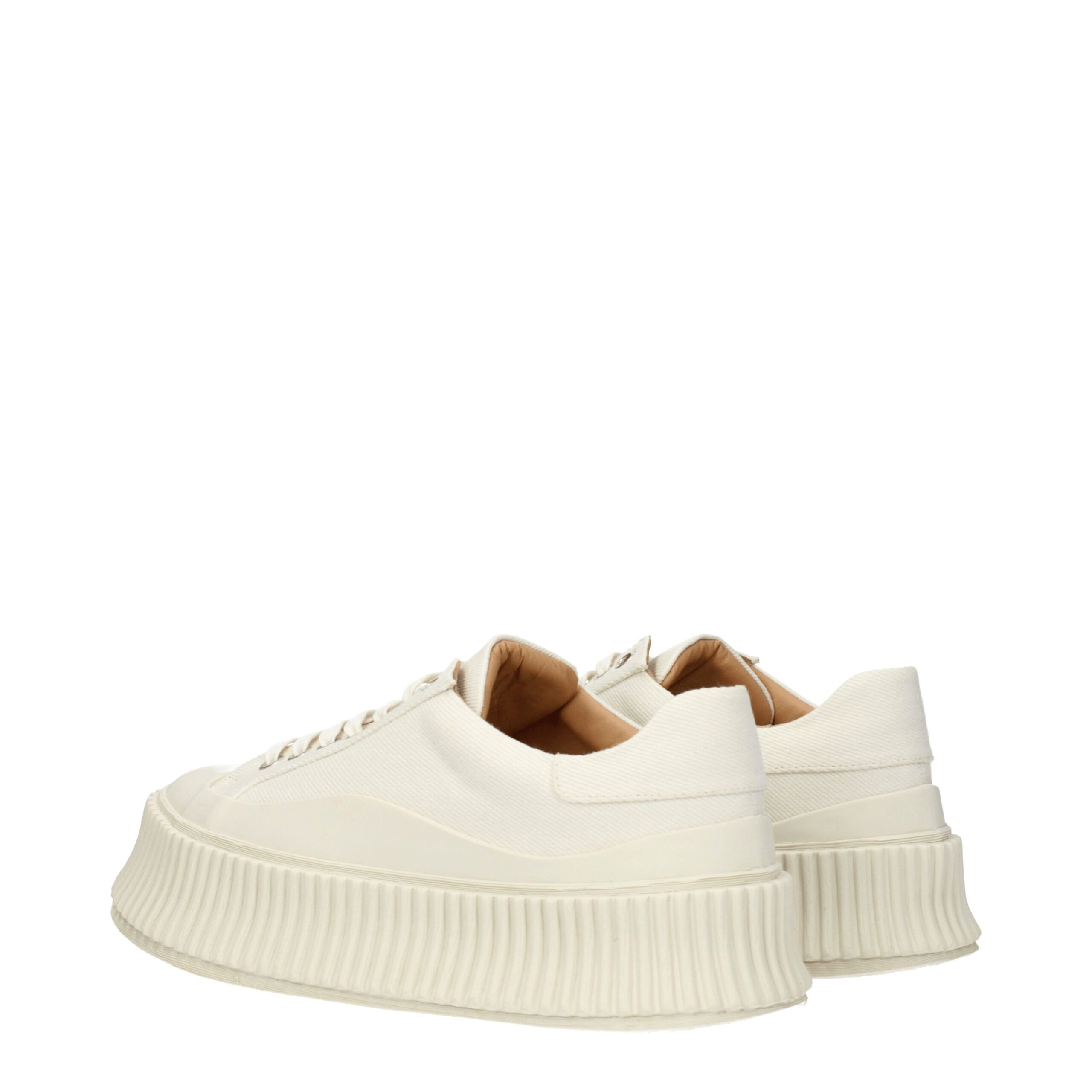 Jil Sander White Fabric Platform Sneakers - Image 4