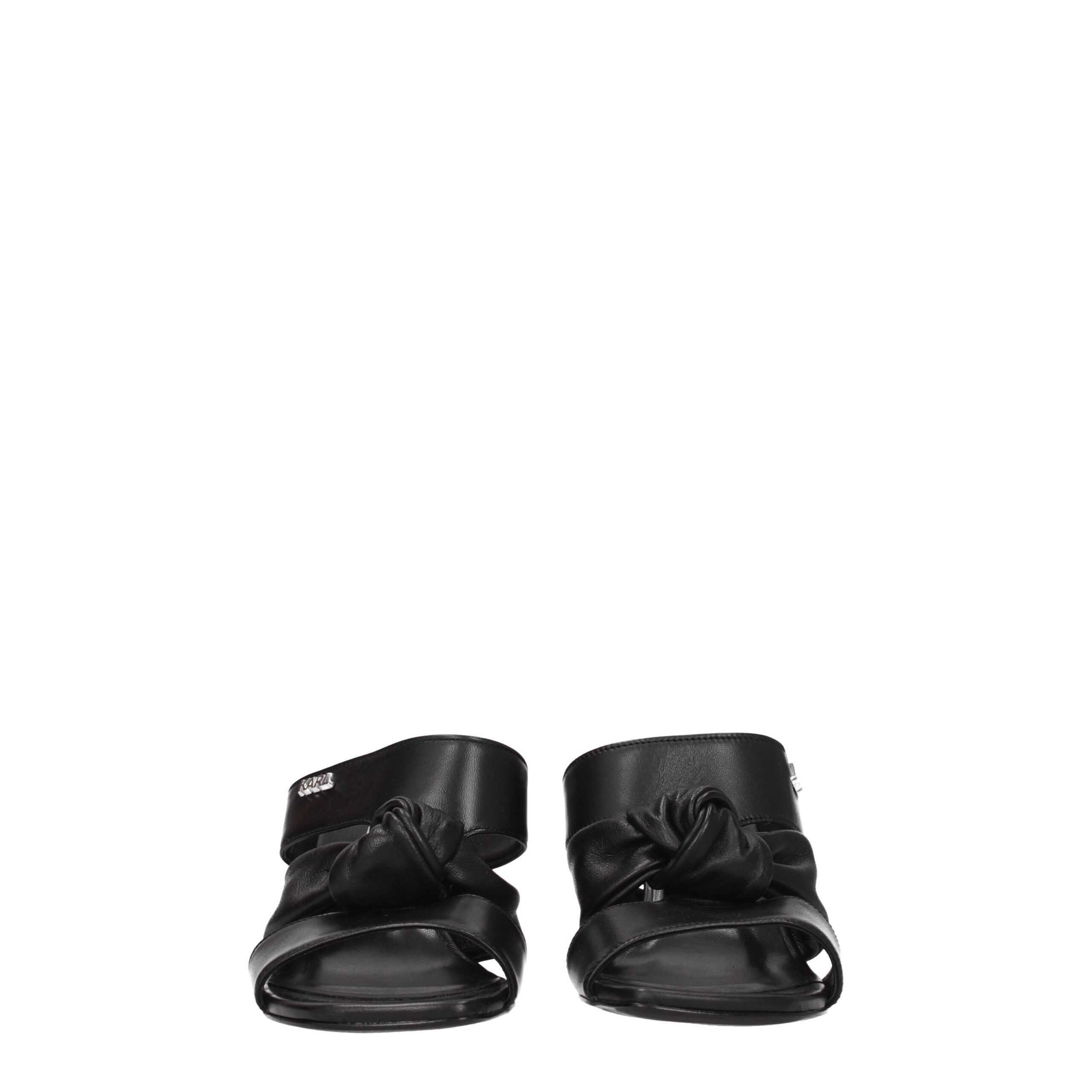 Karl Lagerfeld Black Leather Stiletto Heels Sandals - Image 3