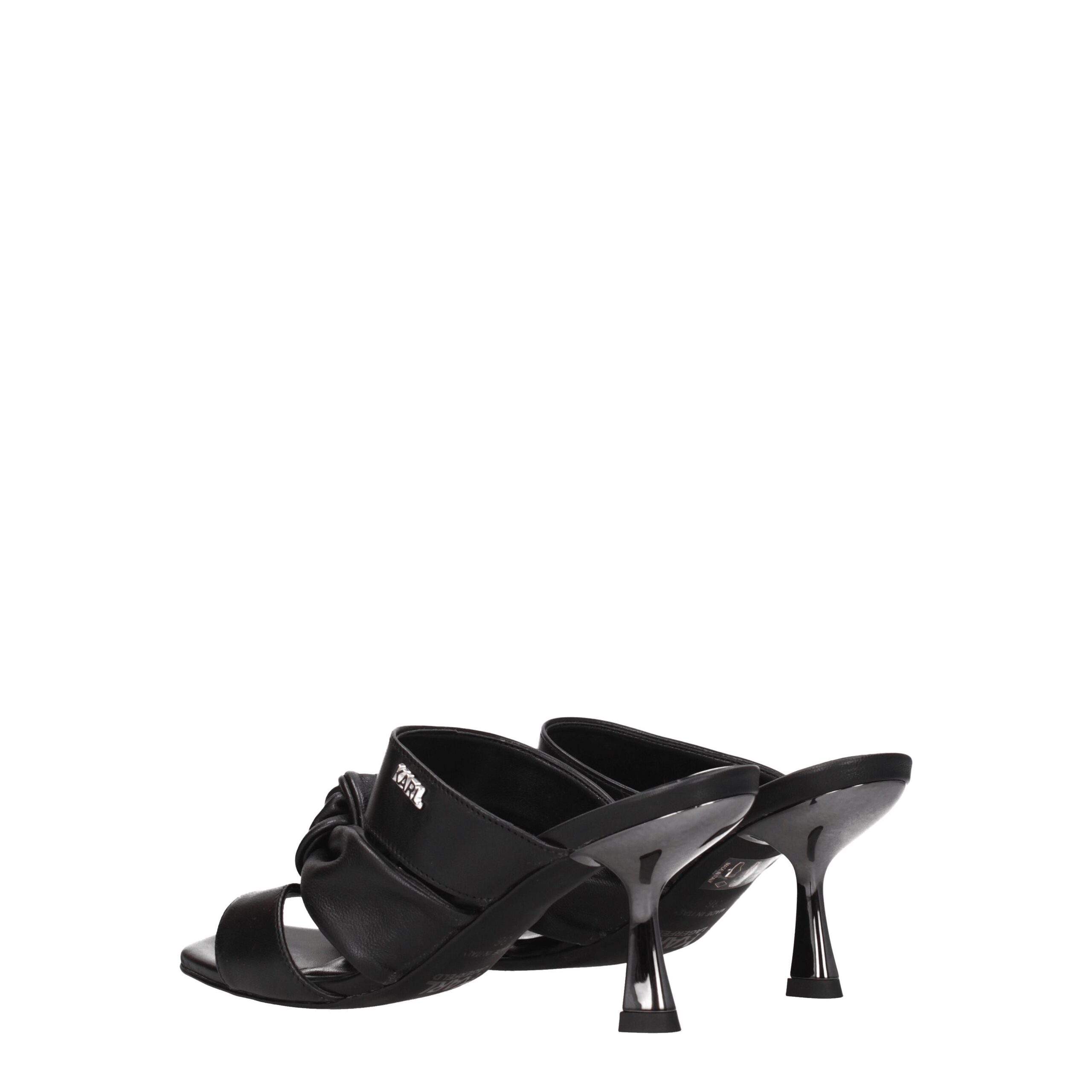 Karl Lagerfeld Black Leather Stiletto Heels Sandals - Image 4