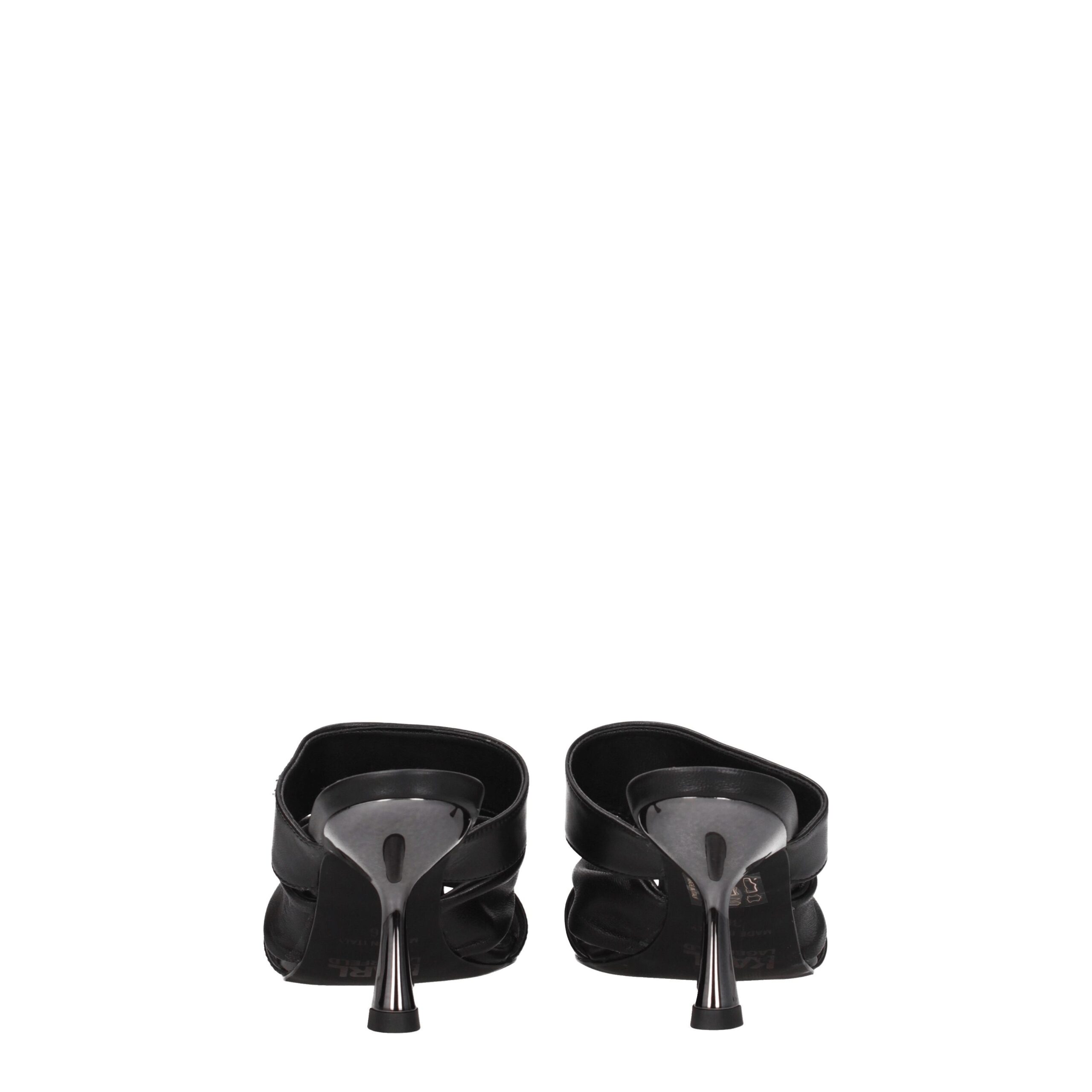 Karl Lagerfeld Black Leather Stiletto Heels Sandals - Image 5
