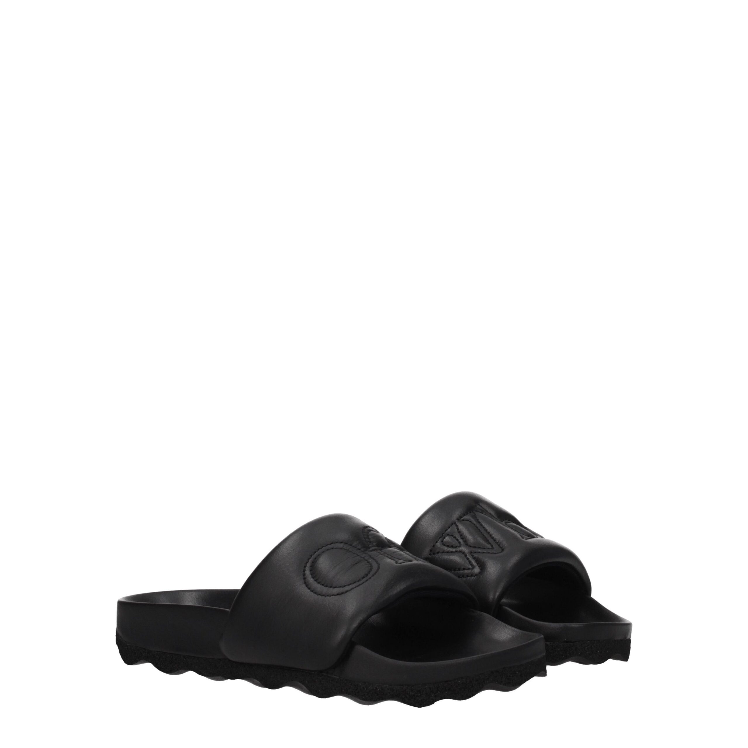 Off-White Black Leather Slippers - Image 2