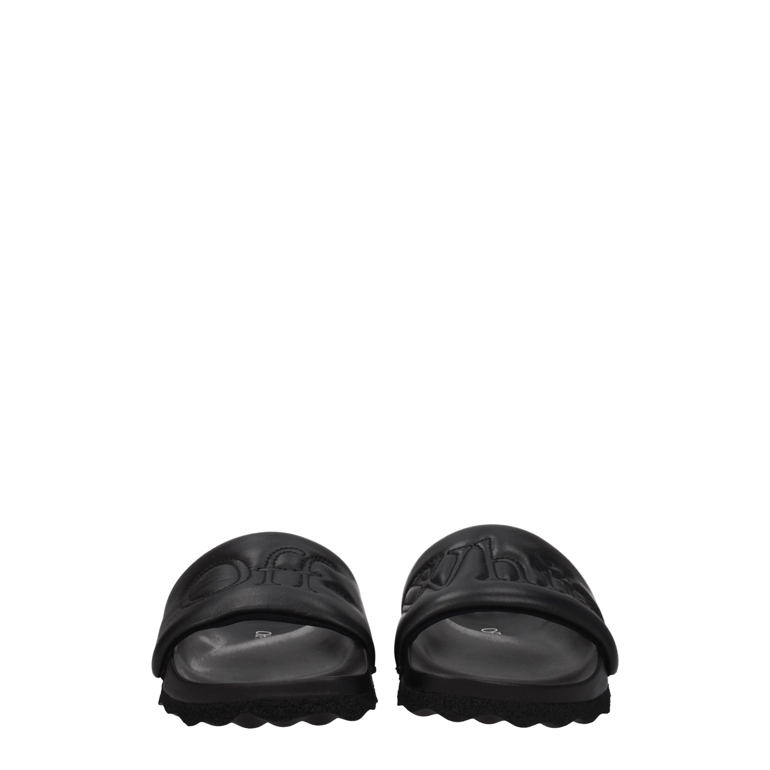 Off-White Black Leather Slippers - Image 3