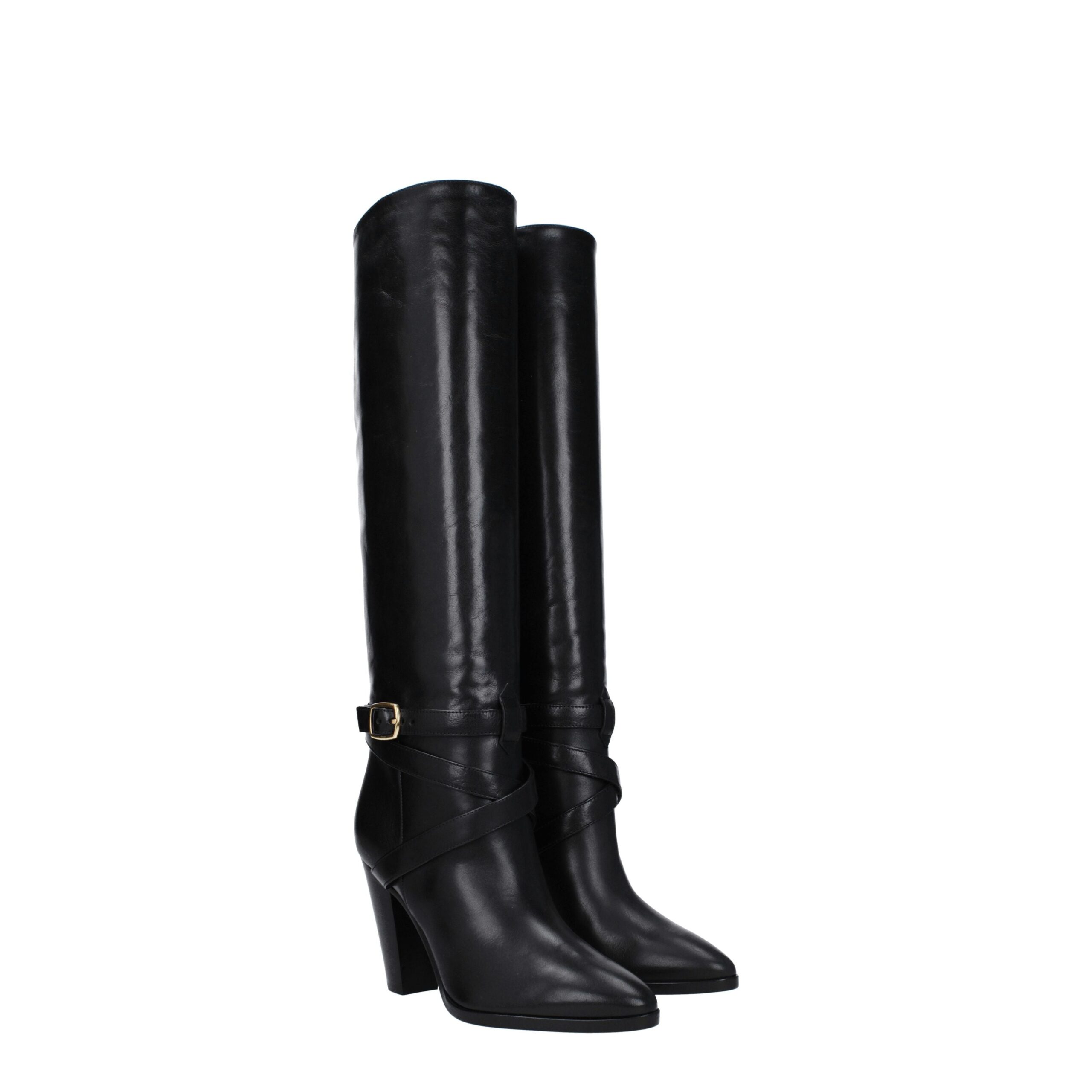 Celine Black Leather High Heel Boots - Image 2
