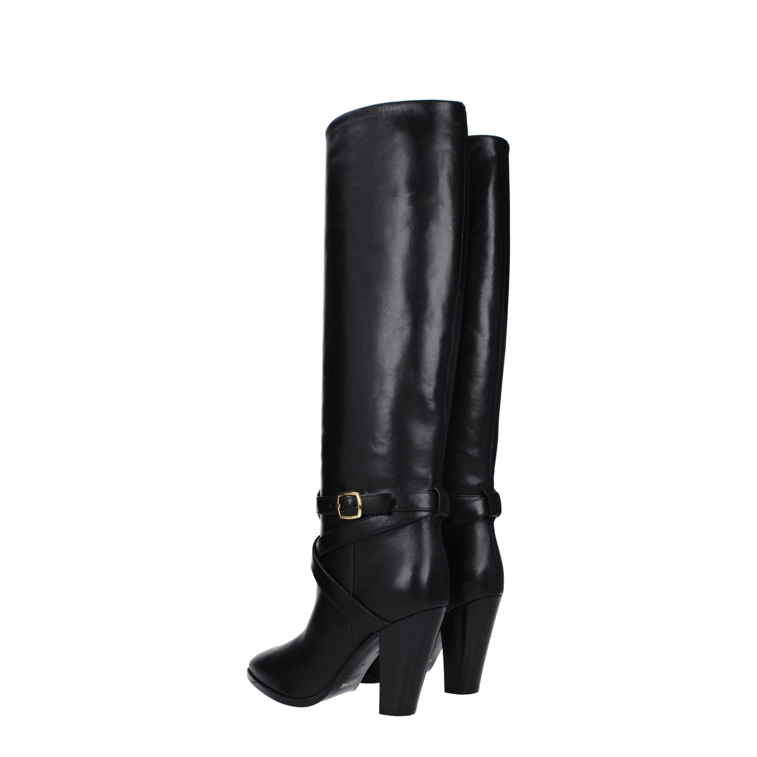 Celine Black Leather High Heel Boots - Image 4