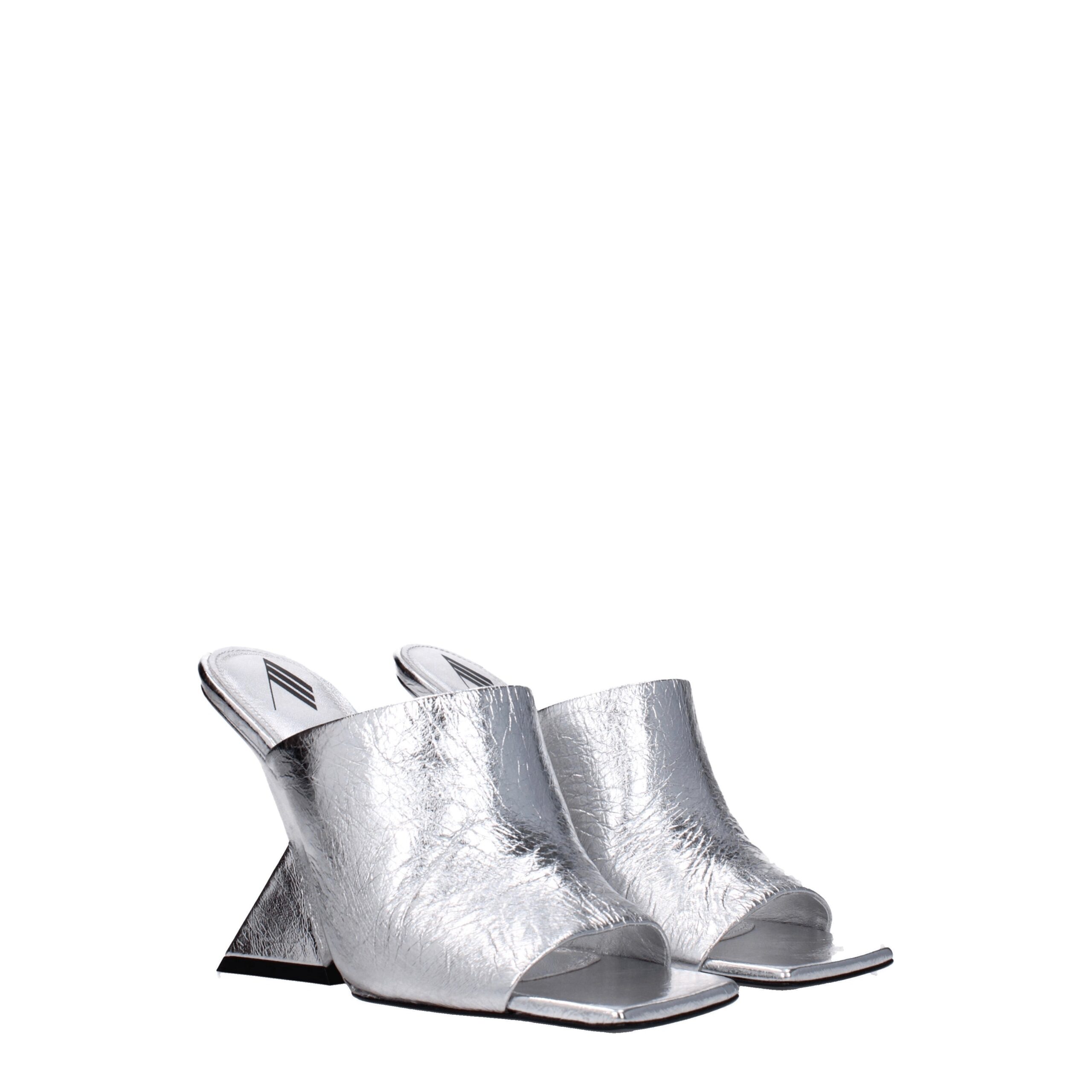 The Attico Gray Leather Platform Sandals - Image 2