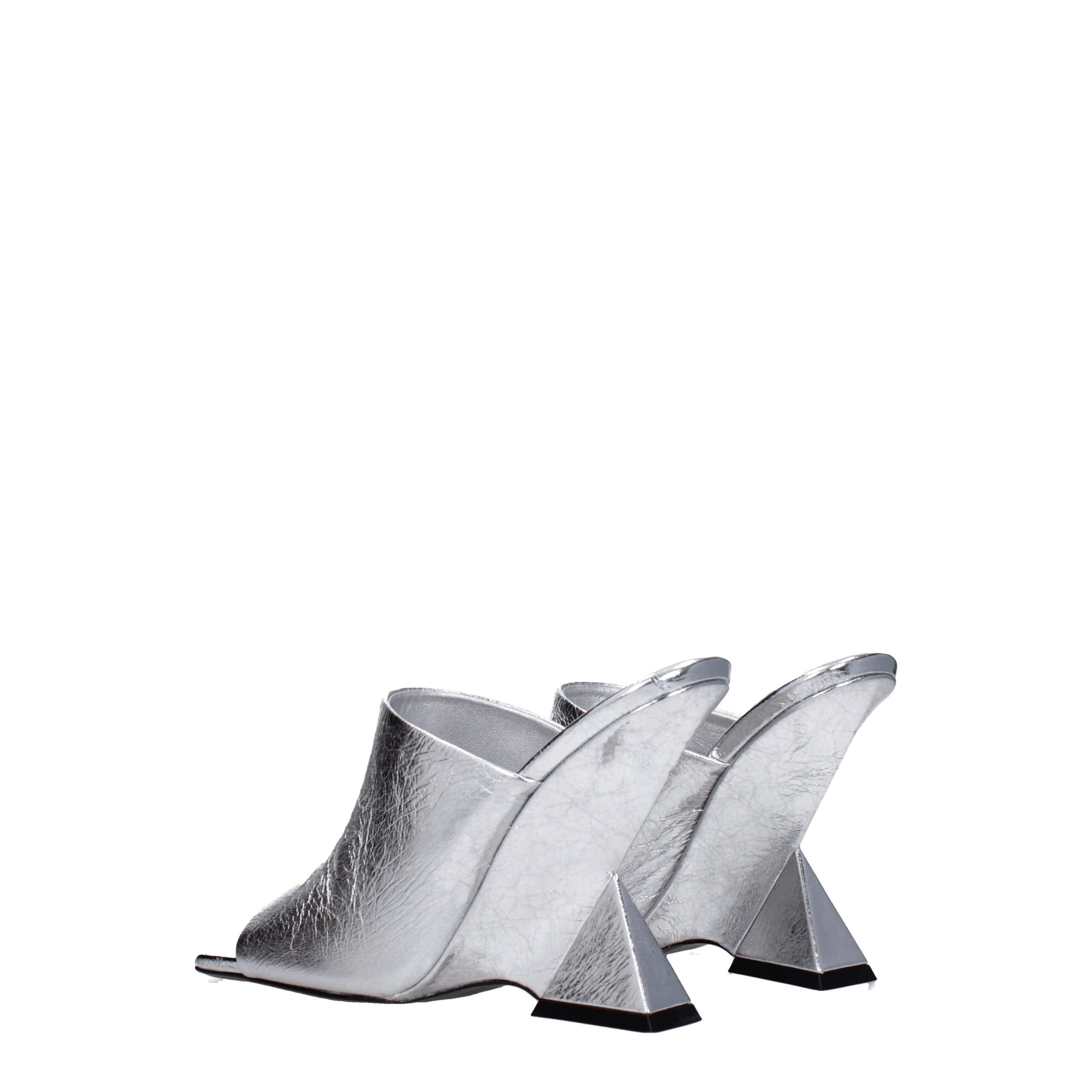 The Attico Gray Leather Platform Sandals - Image 4