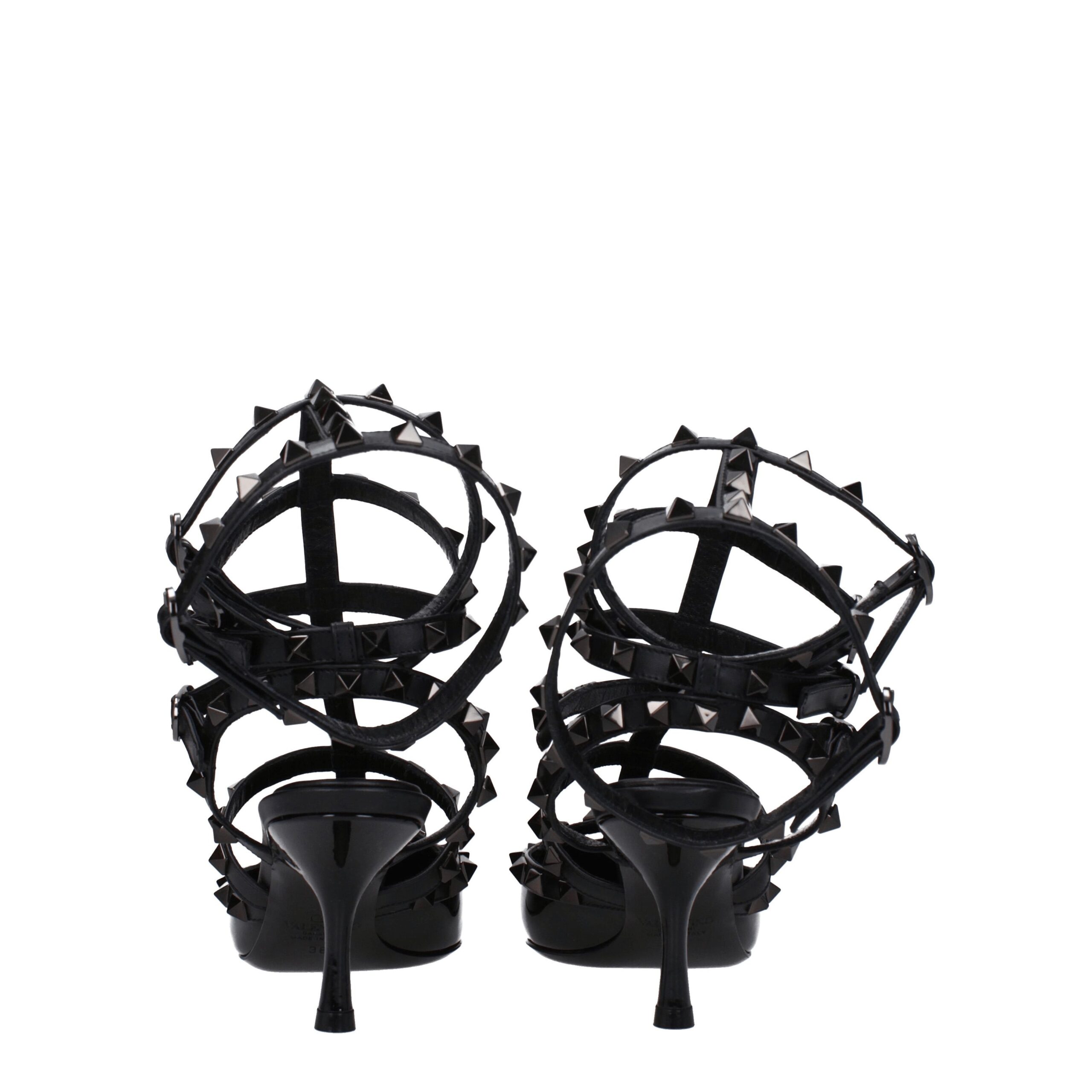 Valentino Garavani Black Leather Stiletto Heel Sandals - Image 4