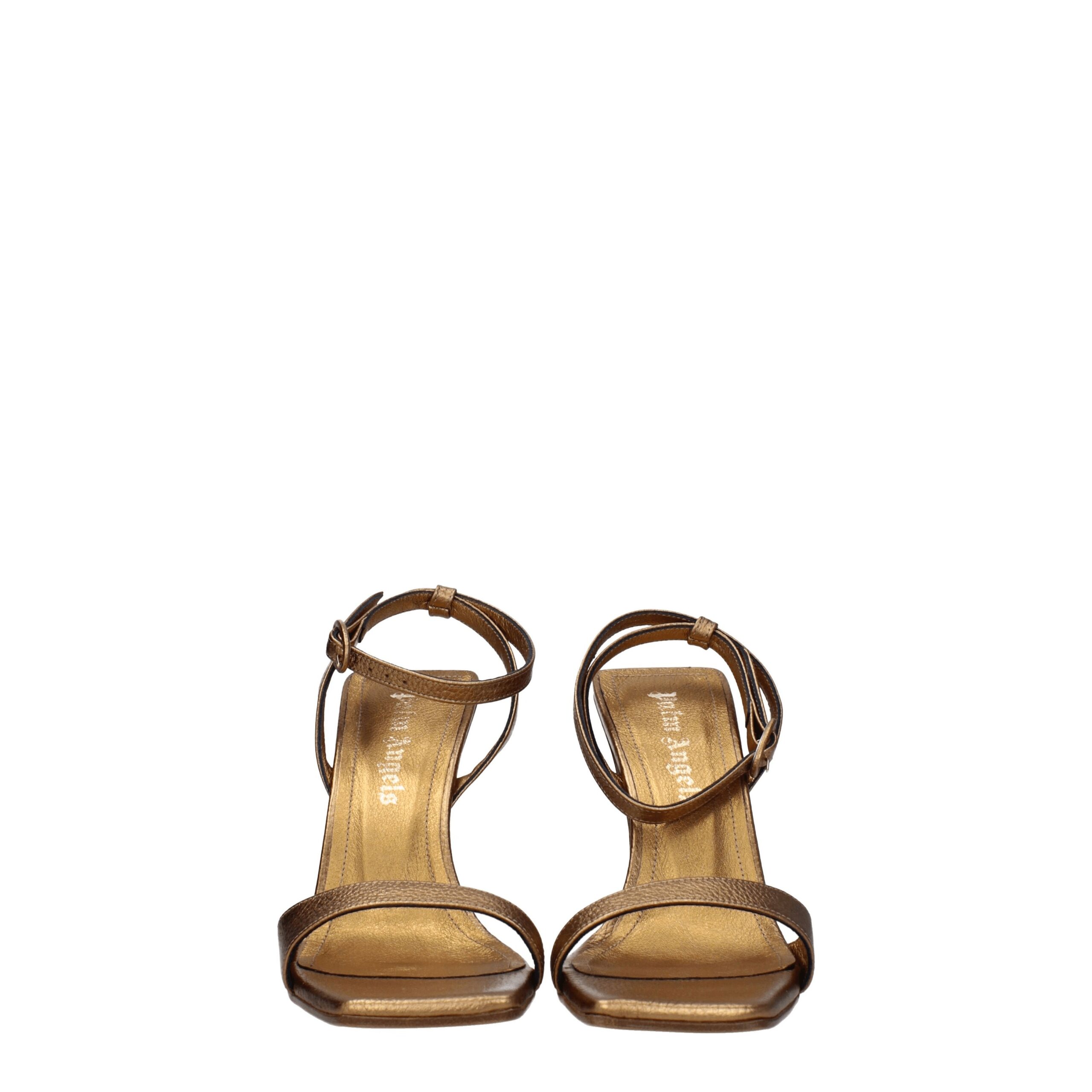 Palm Angels Gold Leather Platform Sandals - Image 3