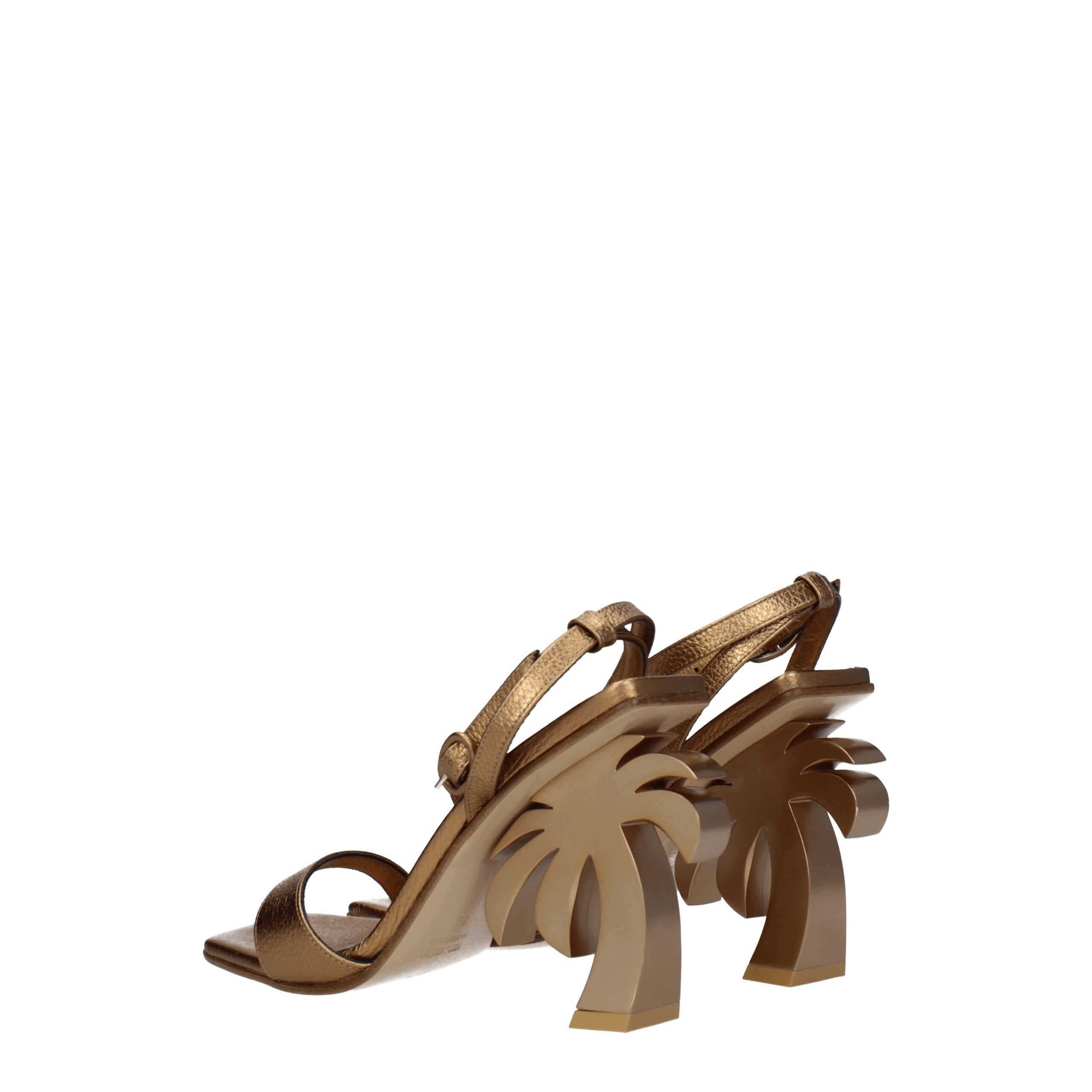Palm Angels Gold Leather Platform Sandals - Image 4