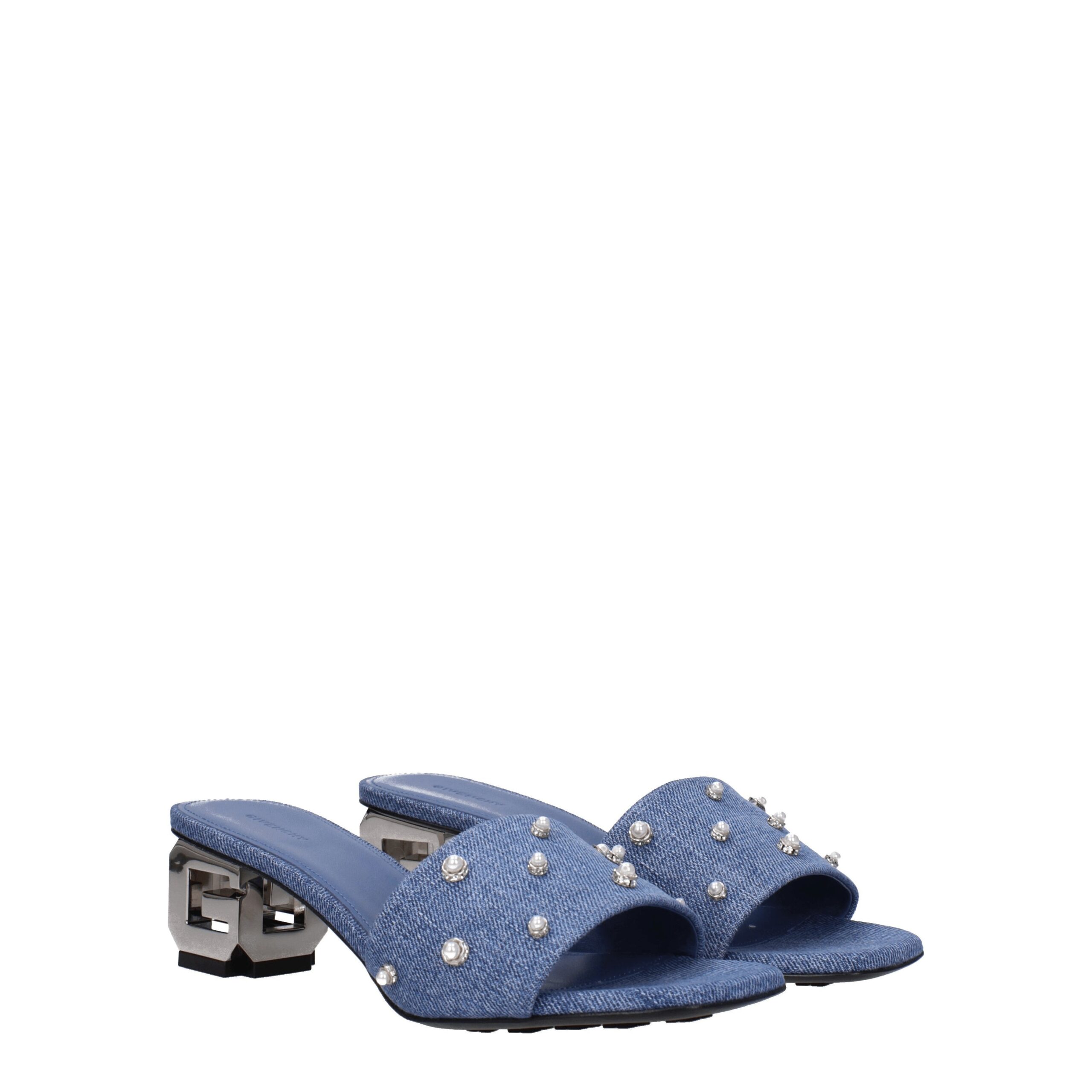 Givenchy Blue Fabric Flat Sandals - Image 2