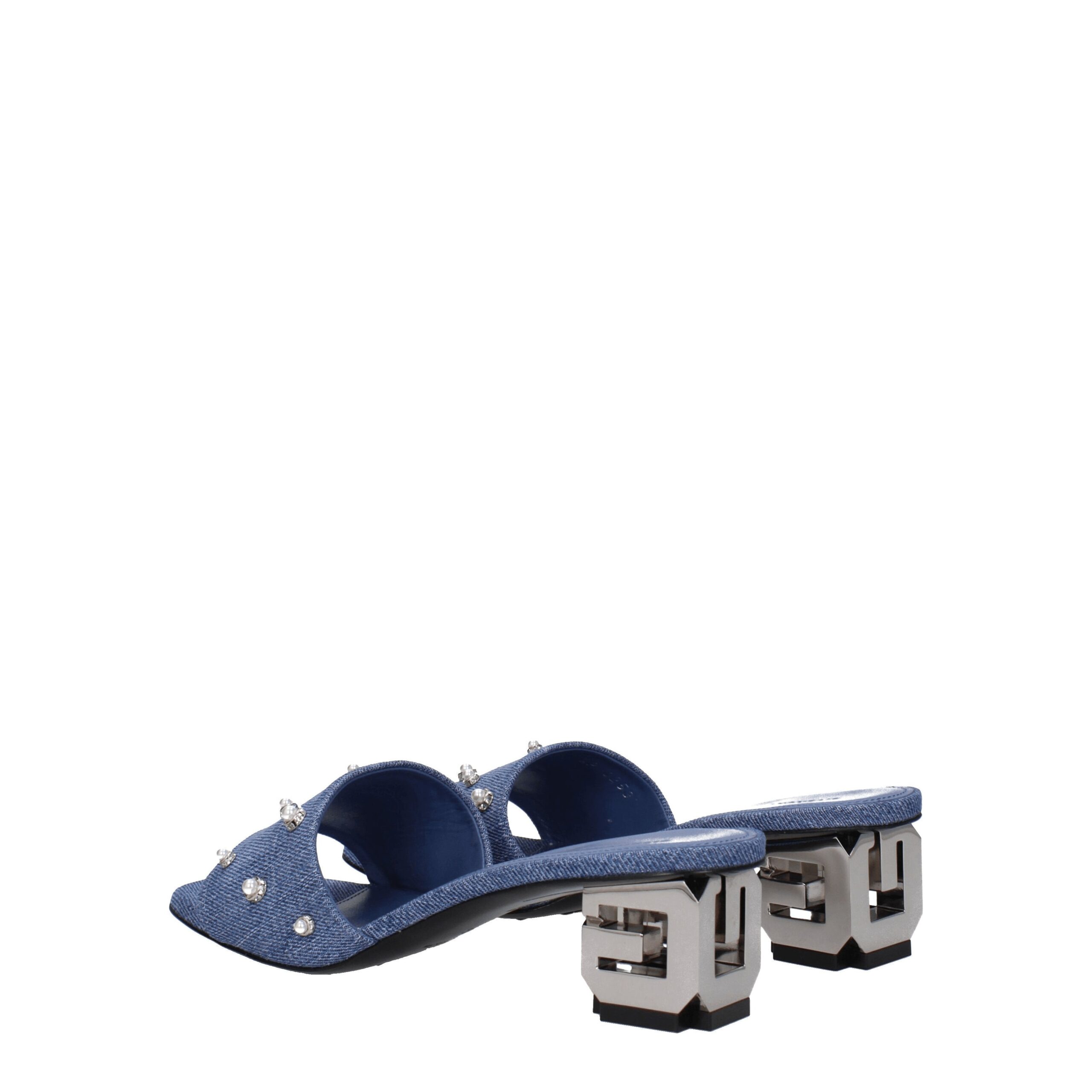 Givenchy Blue Fabric Flat Sandals - Image 4