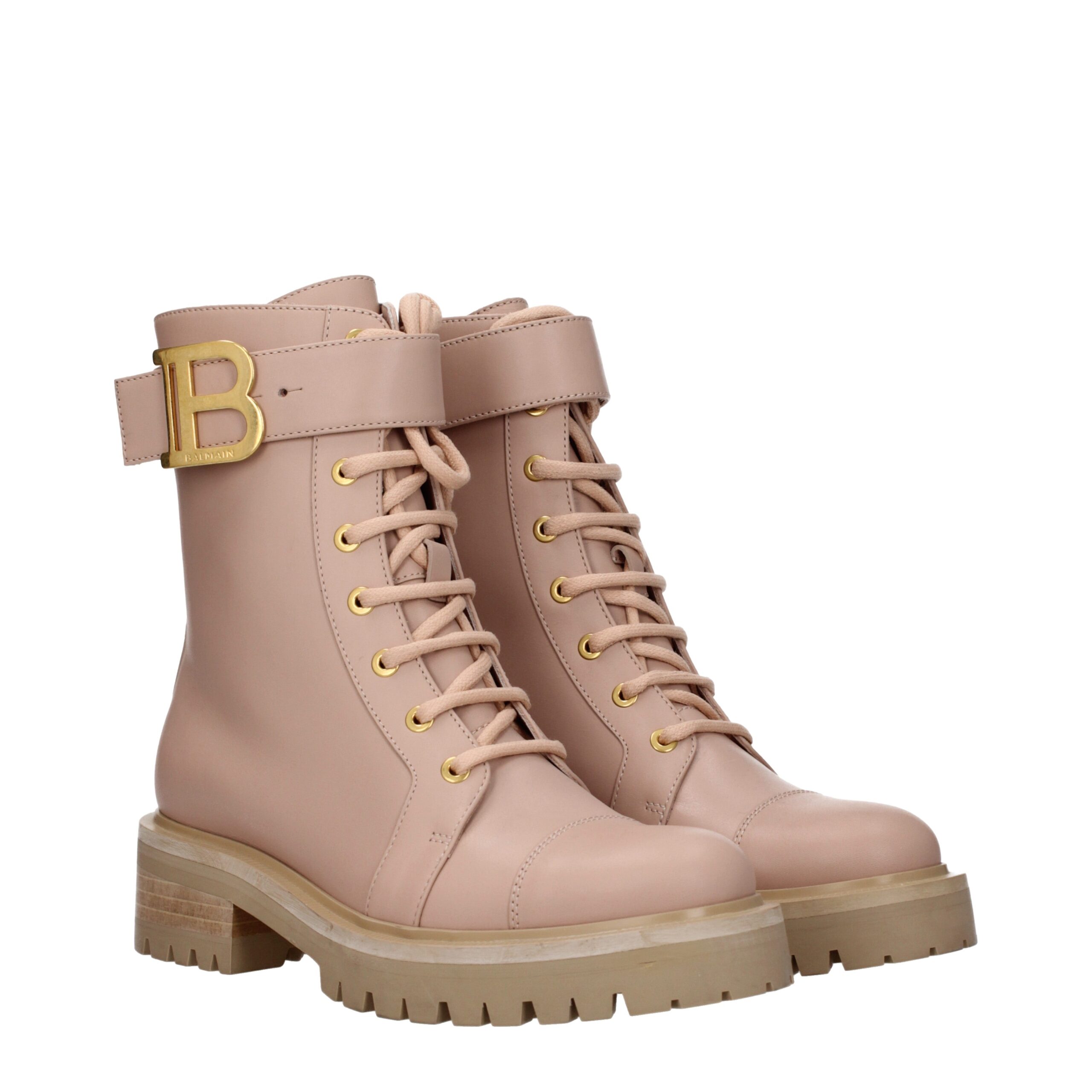 Balmain Beige Leather Ankle Boots - Image 2