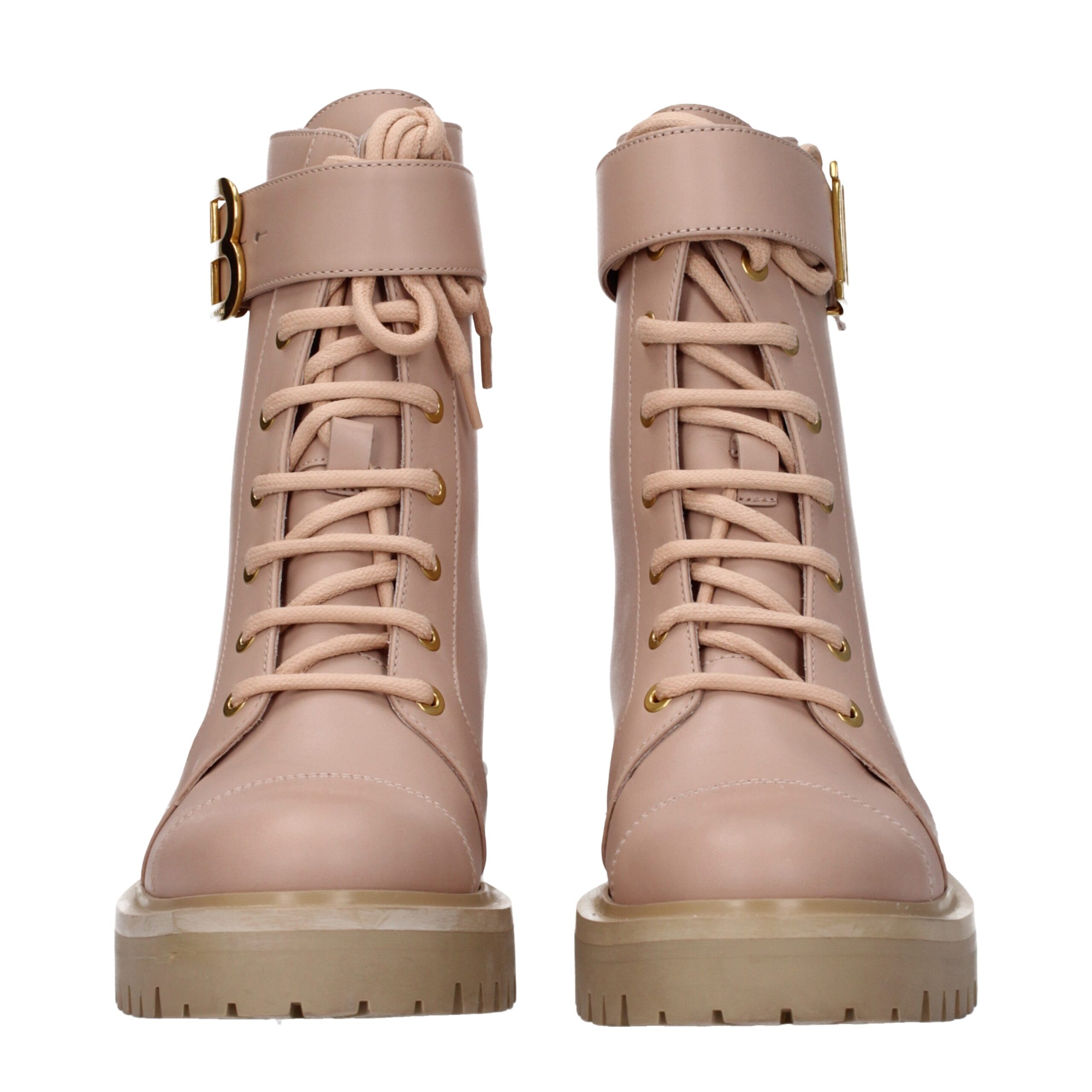 Balmain Beige Leather Ankle Boots - Image 3