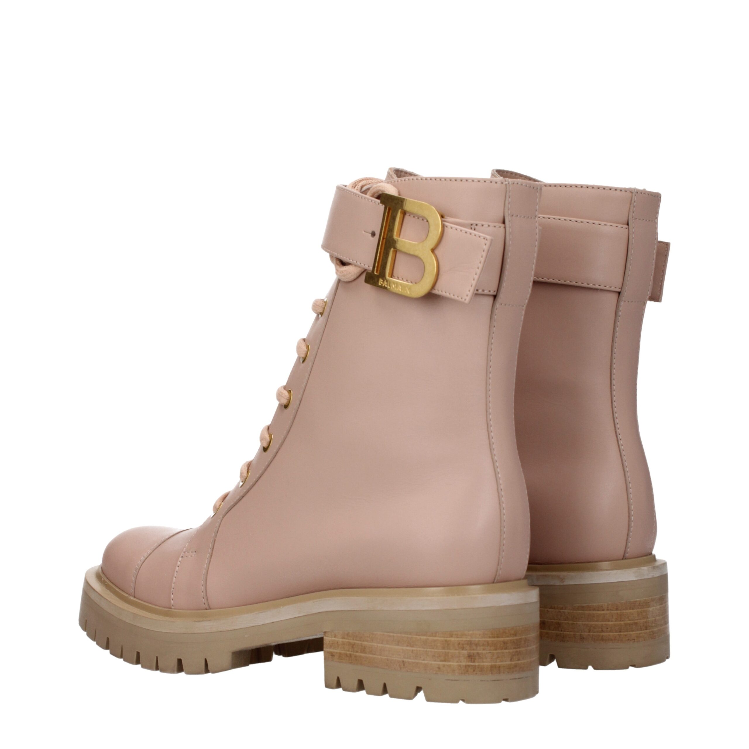 Balmain Beige Leather Ankle Boots - Image 4