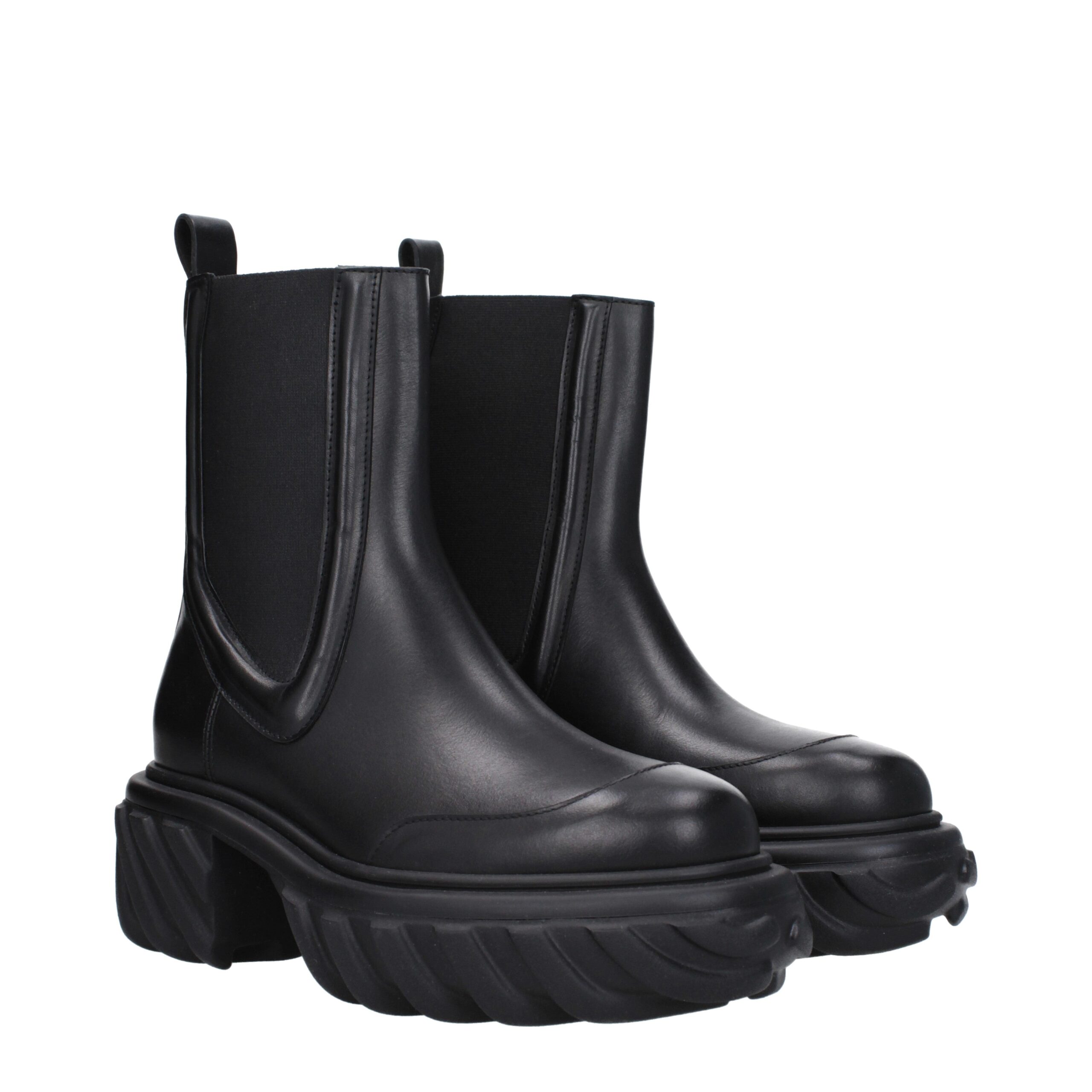 Off-White Black Leather Ankle Boots - Image 2