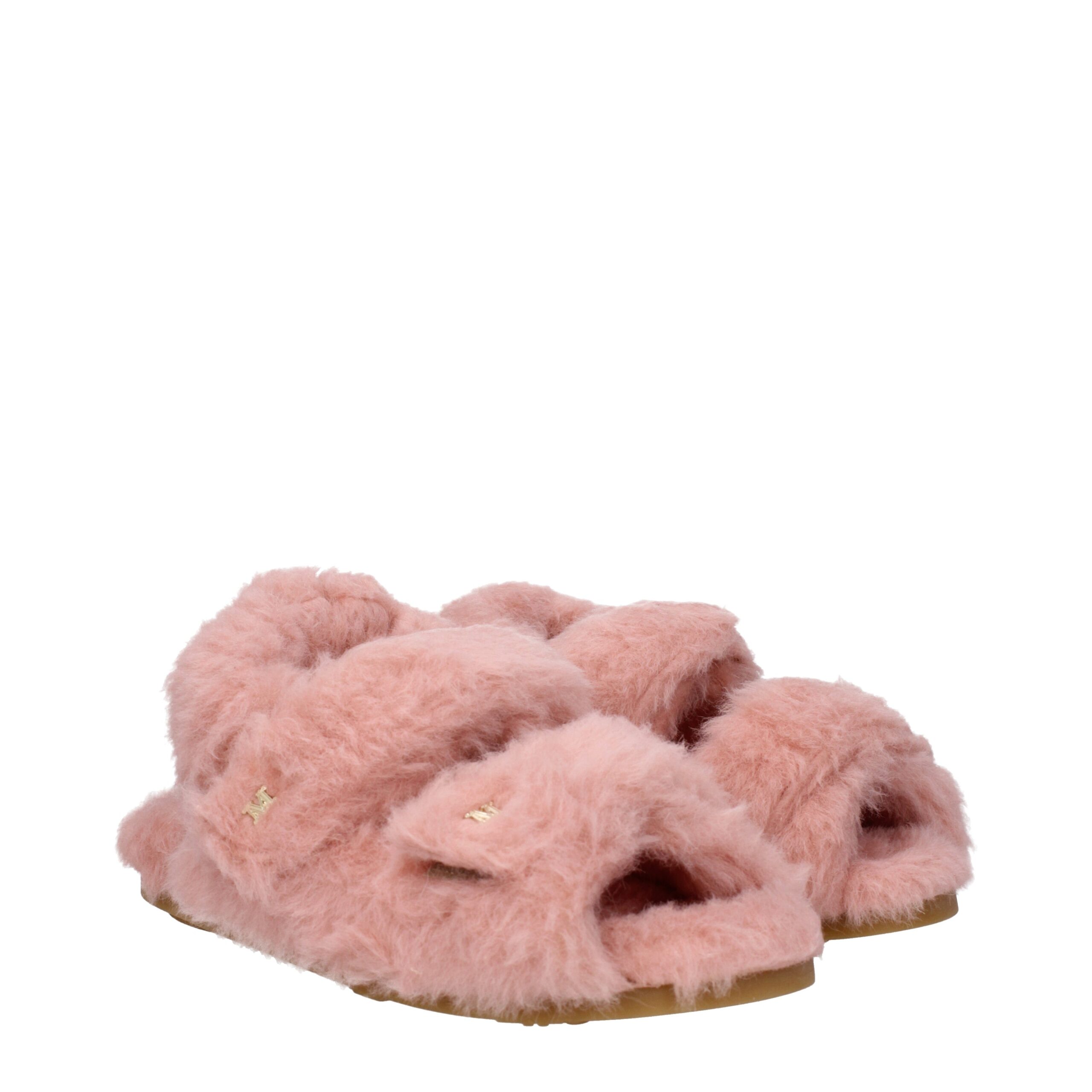 Max Mara Pink Fur Flat Sandals - Image 2