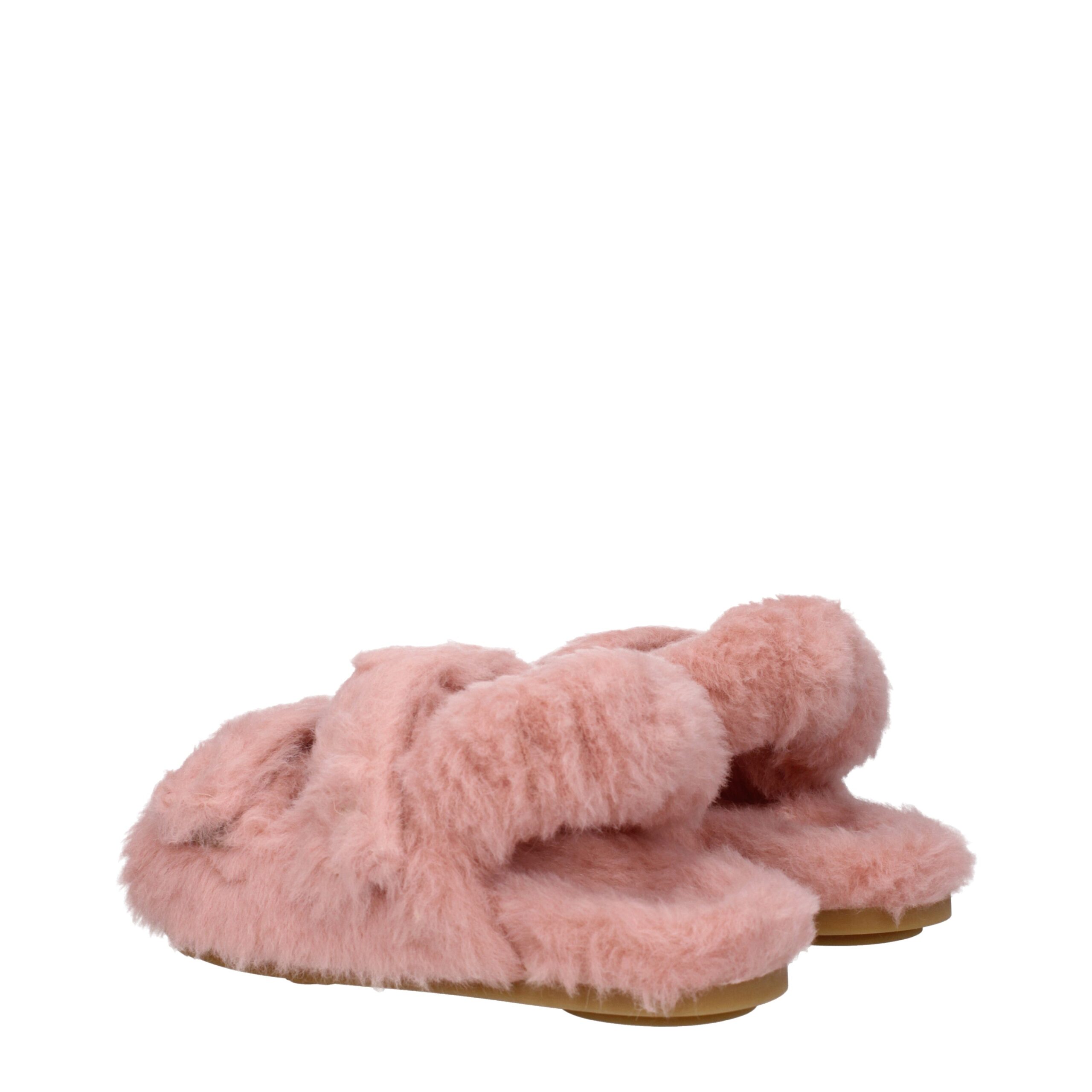 Max Mara Pink Fur Flat Sandals - Image 4