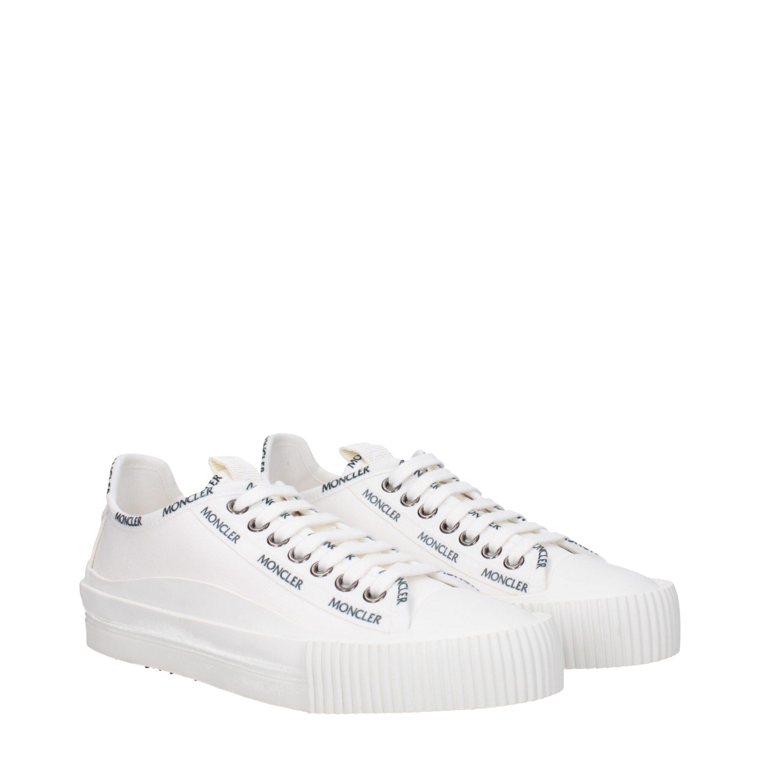 Moncler White Fabric Low Tops - Image 2