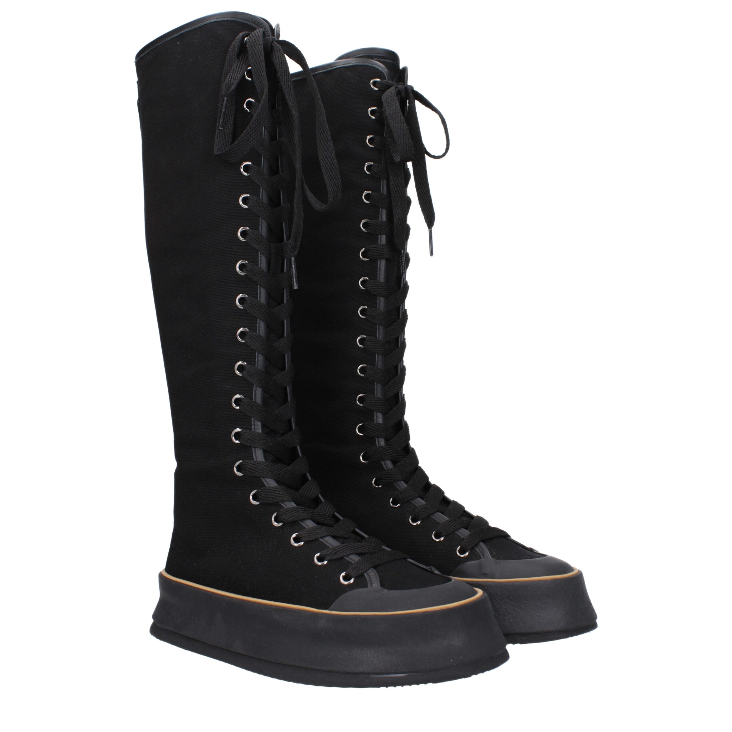 Max Mara Black Fabric Lace-Up Boots - Image 2