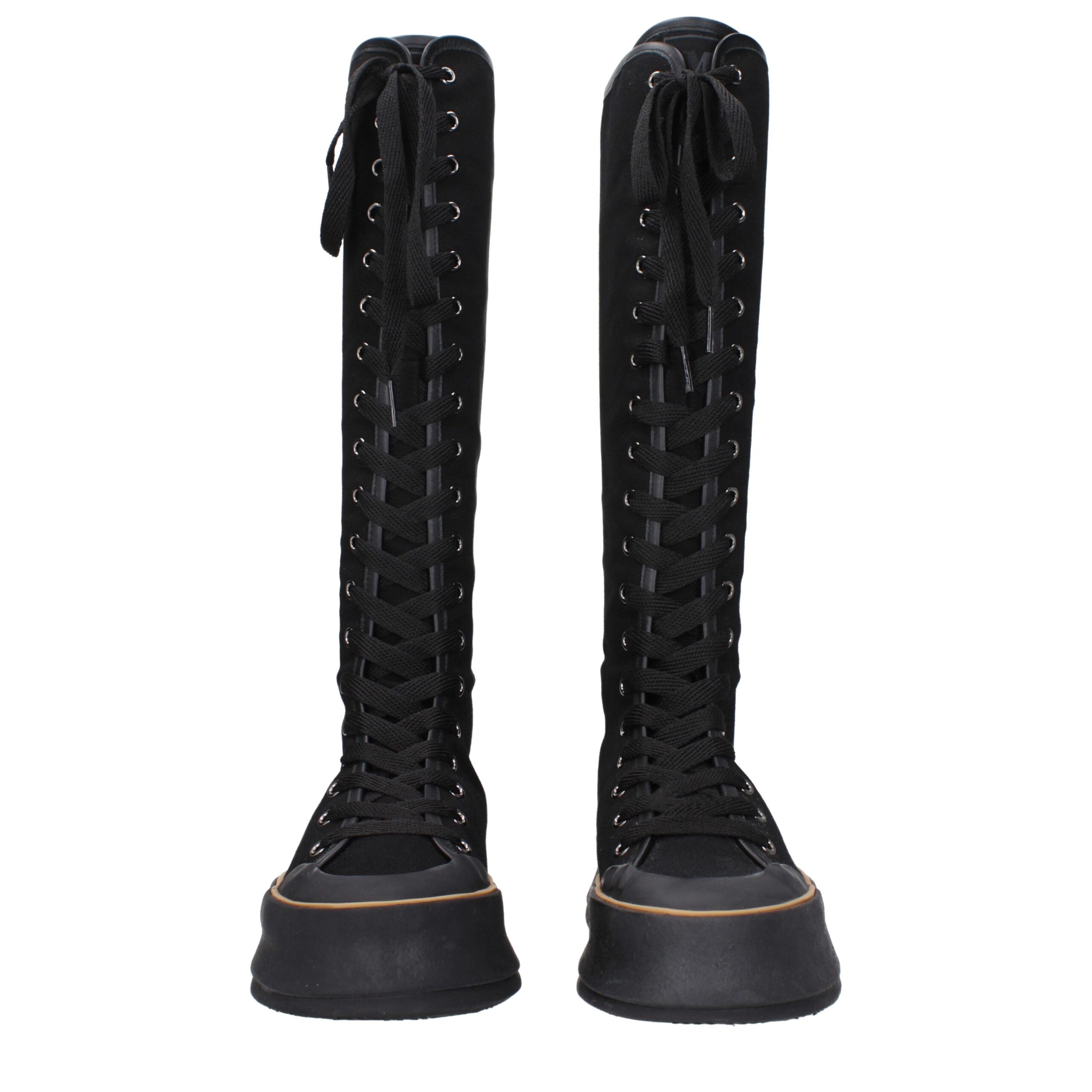 Max Mara Black Fabric Lace-Up Boots - Image 3