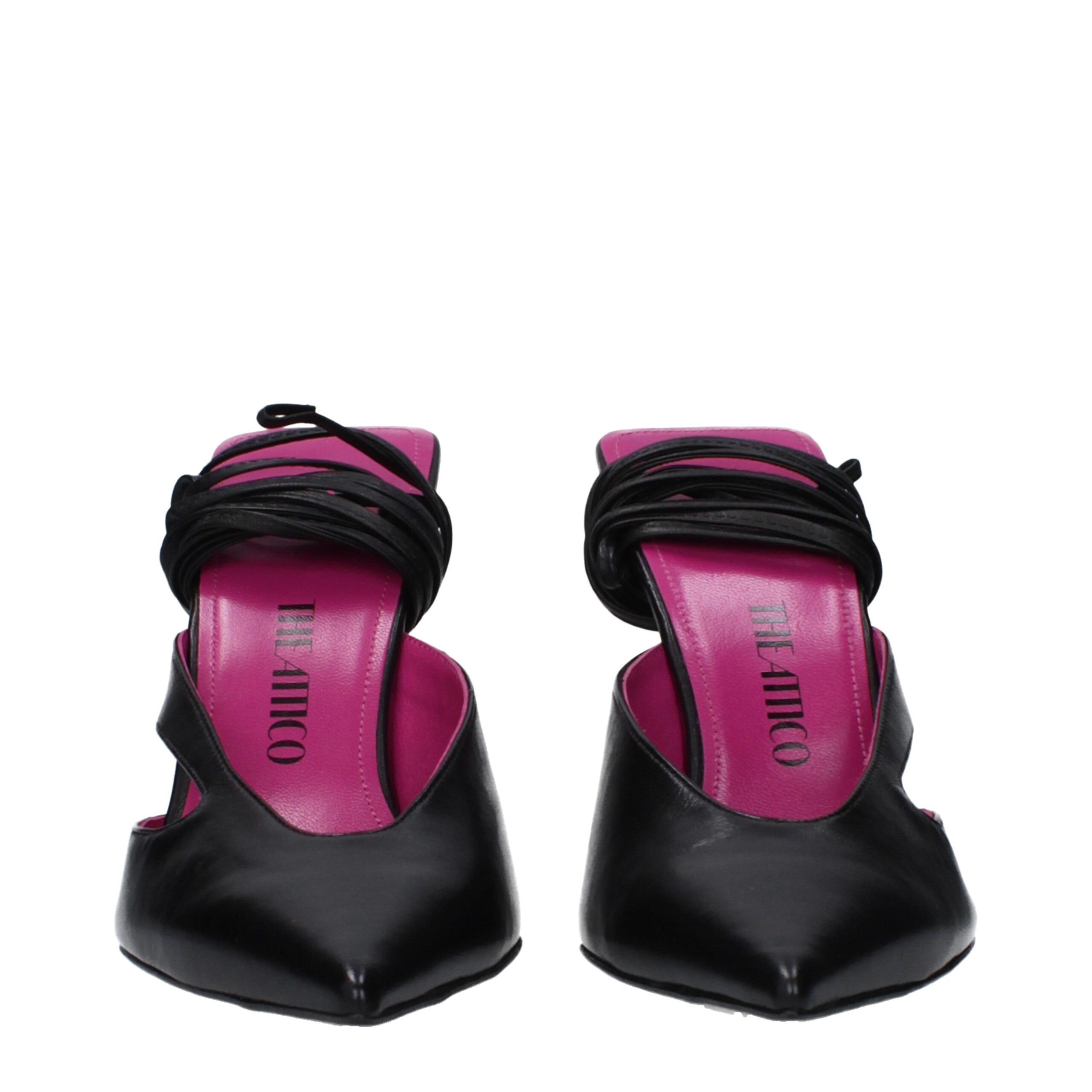 The Attico Black Leather Stiletto Heel Sandals - Image 3