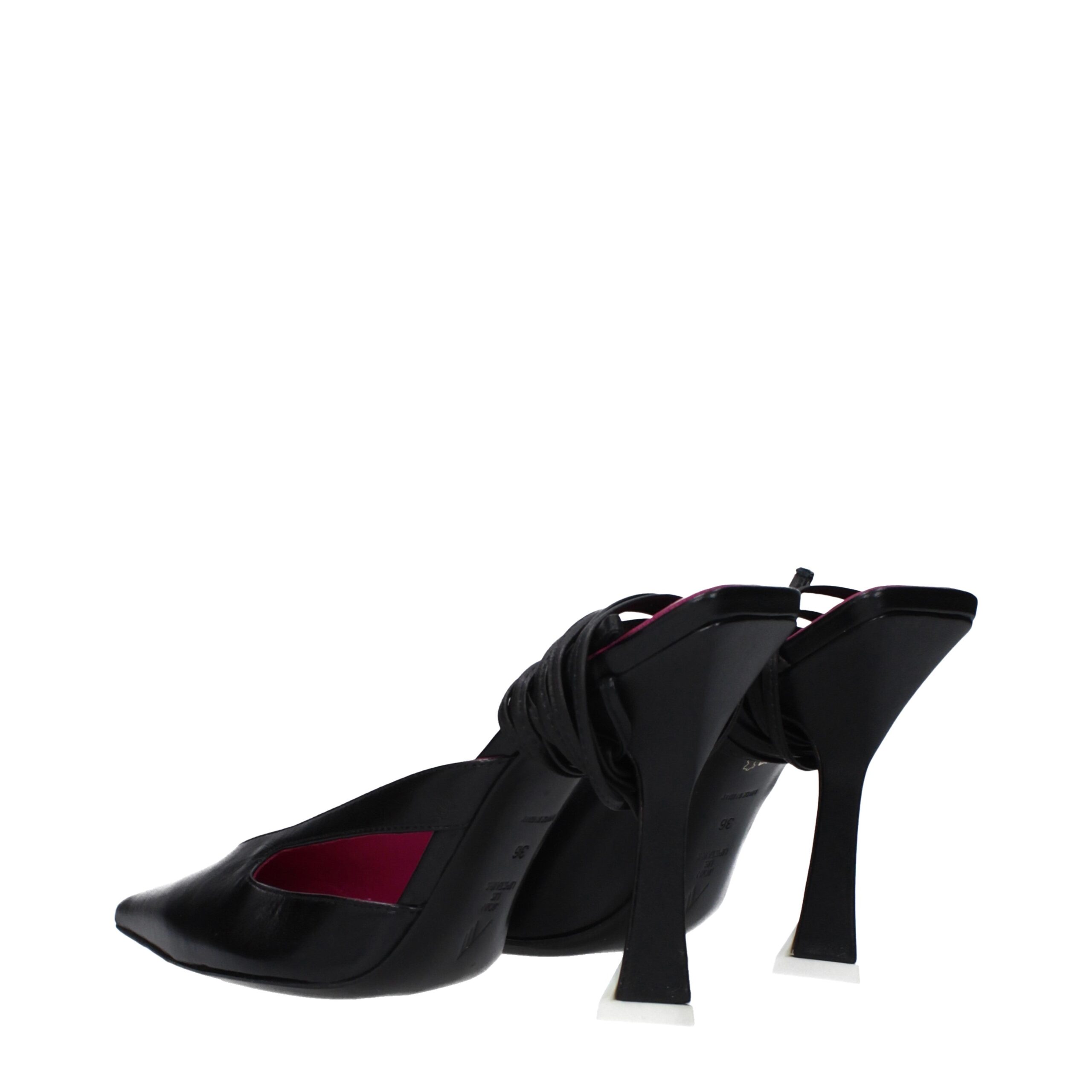 The Attico Black Leather Stiletto Heel Sandals - Image 4