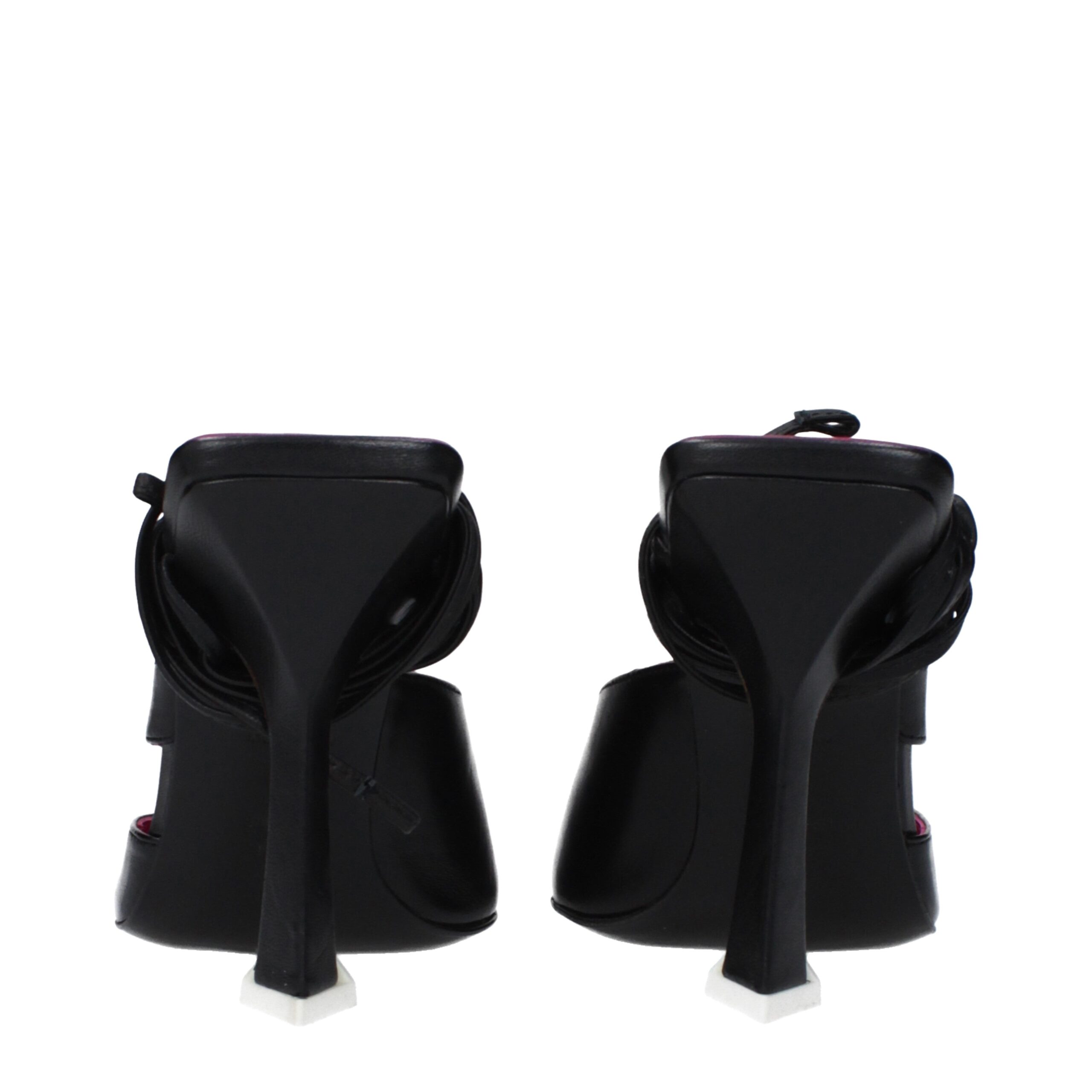 The Attico Black Leather Stiletto Heel Sandals - Image 5