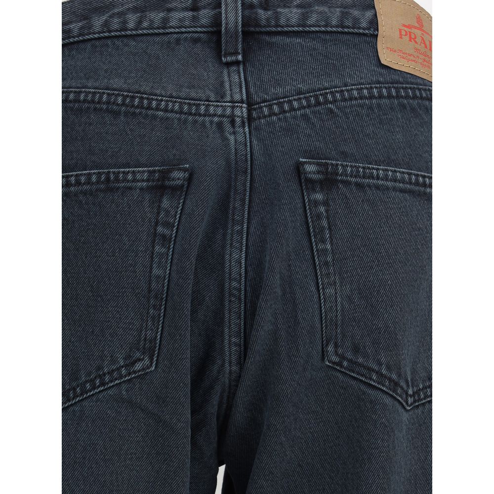 Prada Black Cotton Straight-Leg Jeans - Image 3