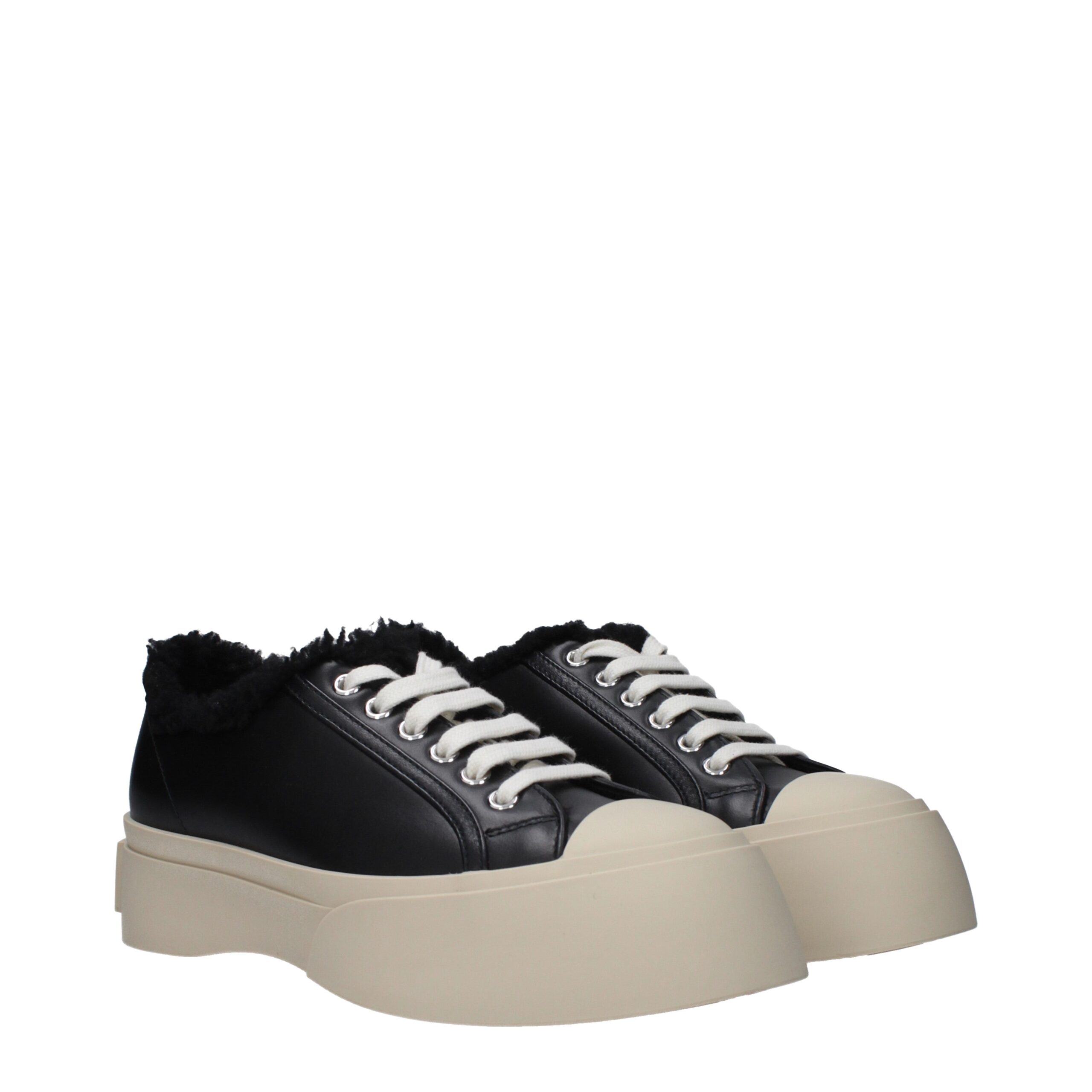 Marni Black Leather Chunky Sneakers - Image 2