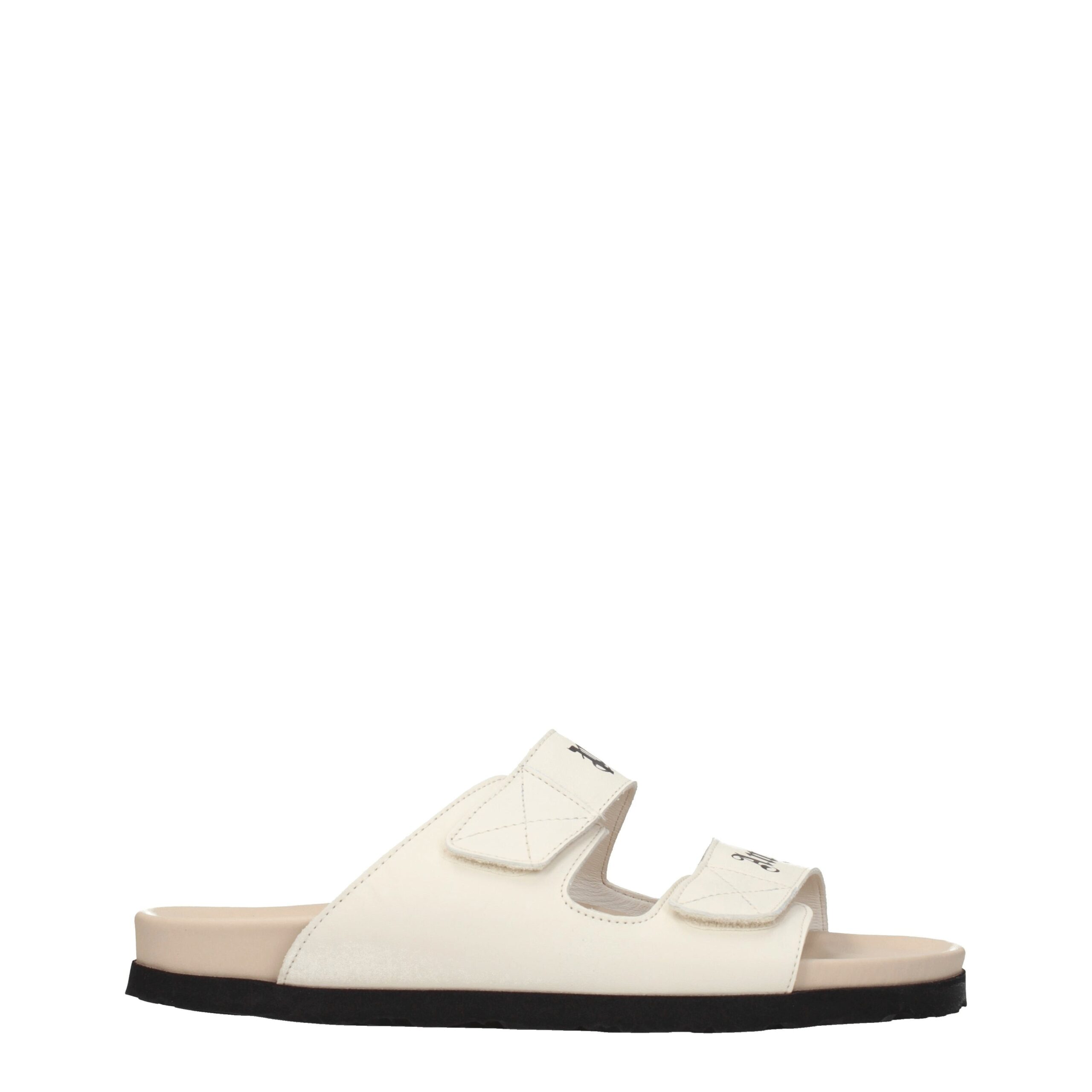 Palm Angels Beige Leather Slippers