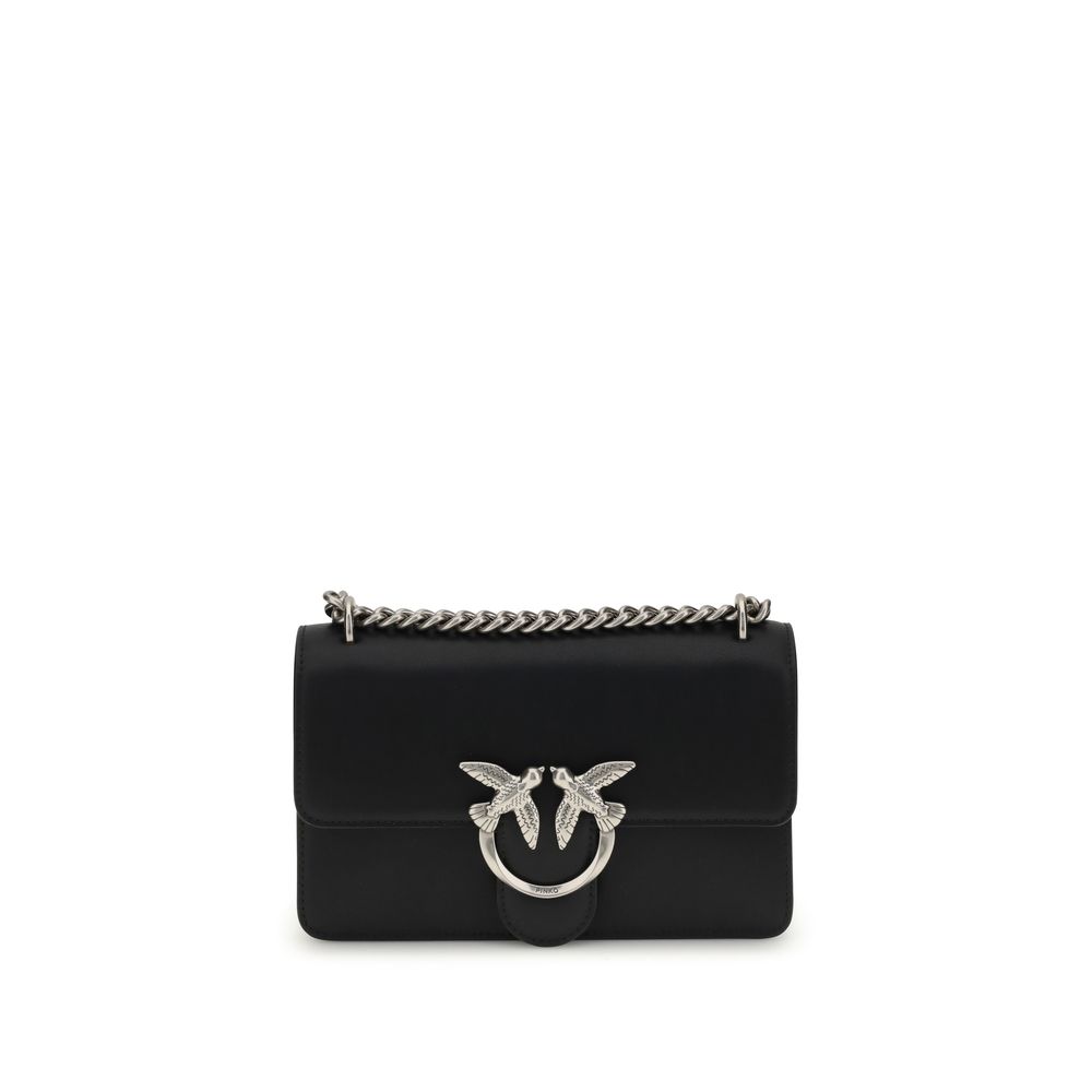 PINKO Black Calf Leather Bos Taurus Shoulder Bag
