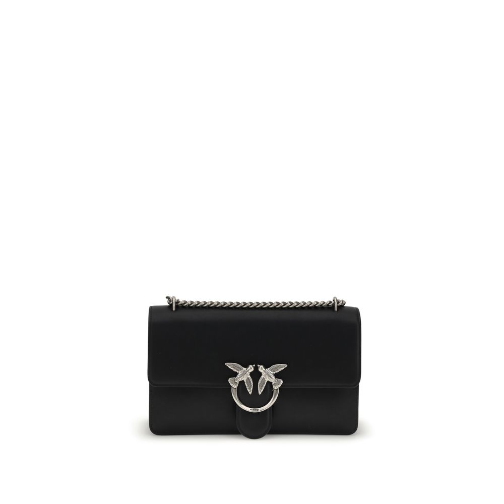 PINKO Black Calf Leather Bos Taurus Shoulder Bag
